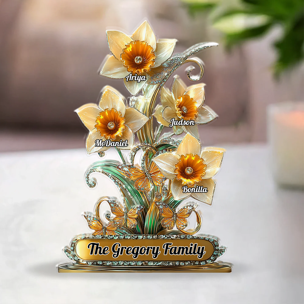 Family Flower - Personalized Custom Shaped Acrylic Plaque - Lily