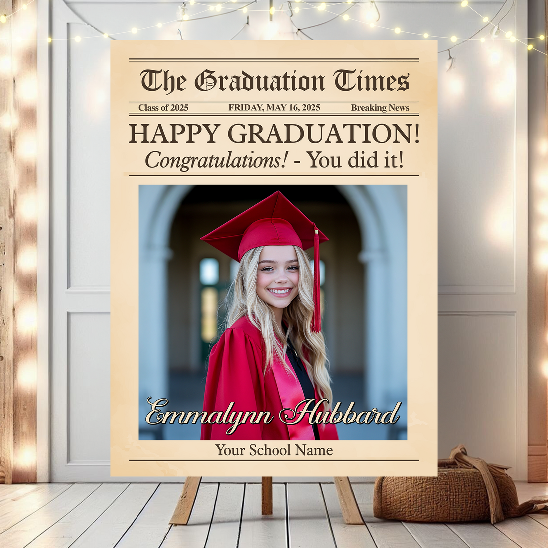 The Graduation Times Welcome Sign Happy Graduation! Congratulation! You Did It Welcome Sign Personalized Graduation Welcome Sign