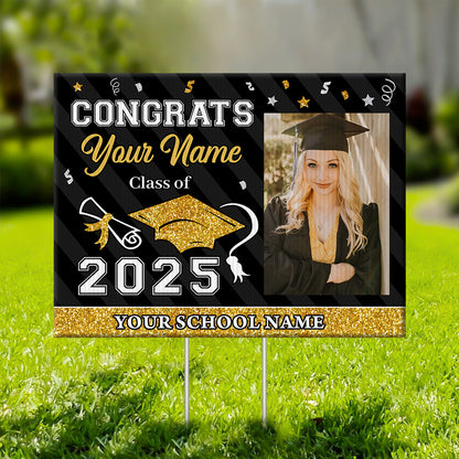 Confetti Class of 2025 Lawn Sign, Personalized Graduate 2025 Graduation Lawn Sign, Graduation Gift