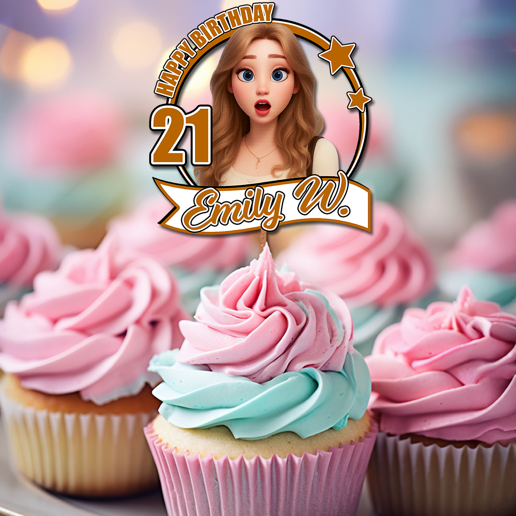 Custom Birthday Party Face Cupcake Toppers, Graduation Decorations, Physical Product