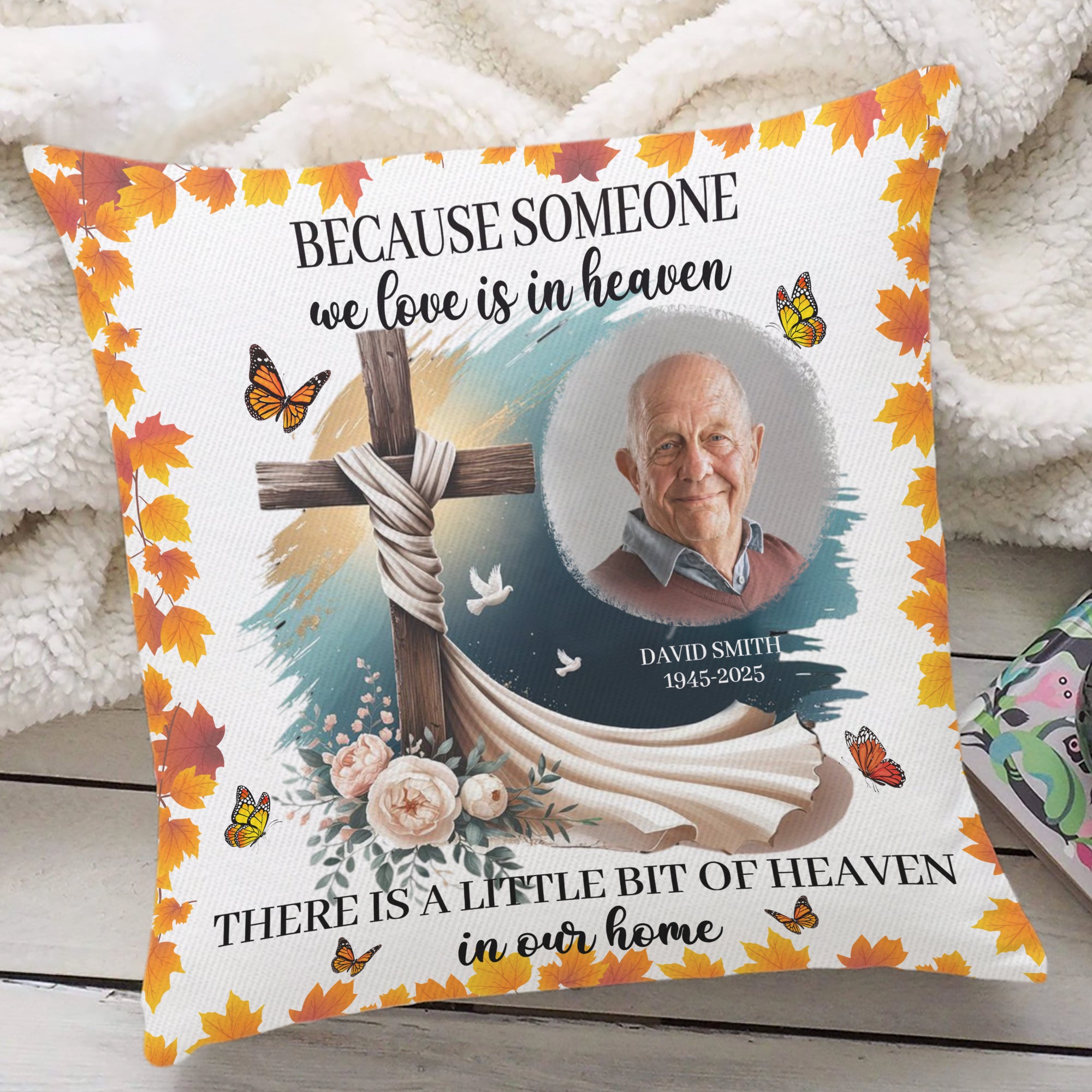 Someone We Love Is In Heaven - Custom Name and Photo - Personalized Memorial Pillow
