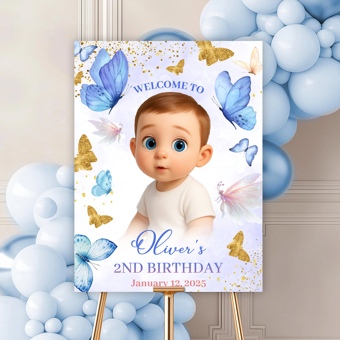 Welcome To The Princess Birthday Party - Birthday Sign - Custom Name & Photo Law Sign - Birthday Party Welcome Sign