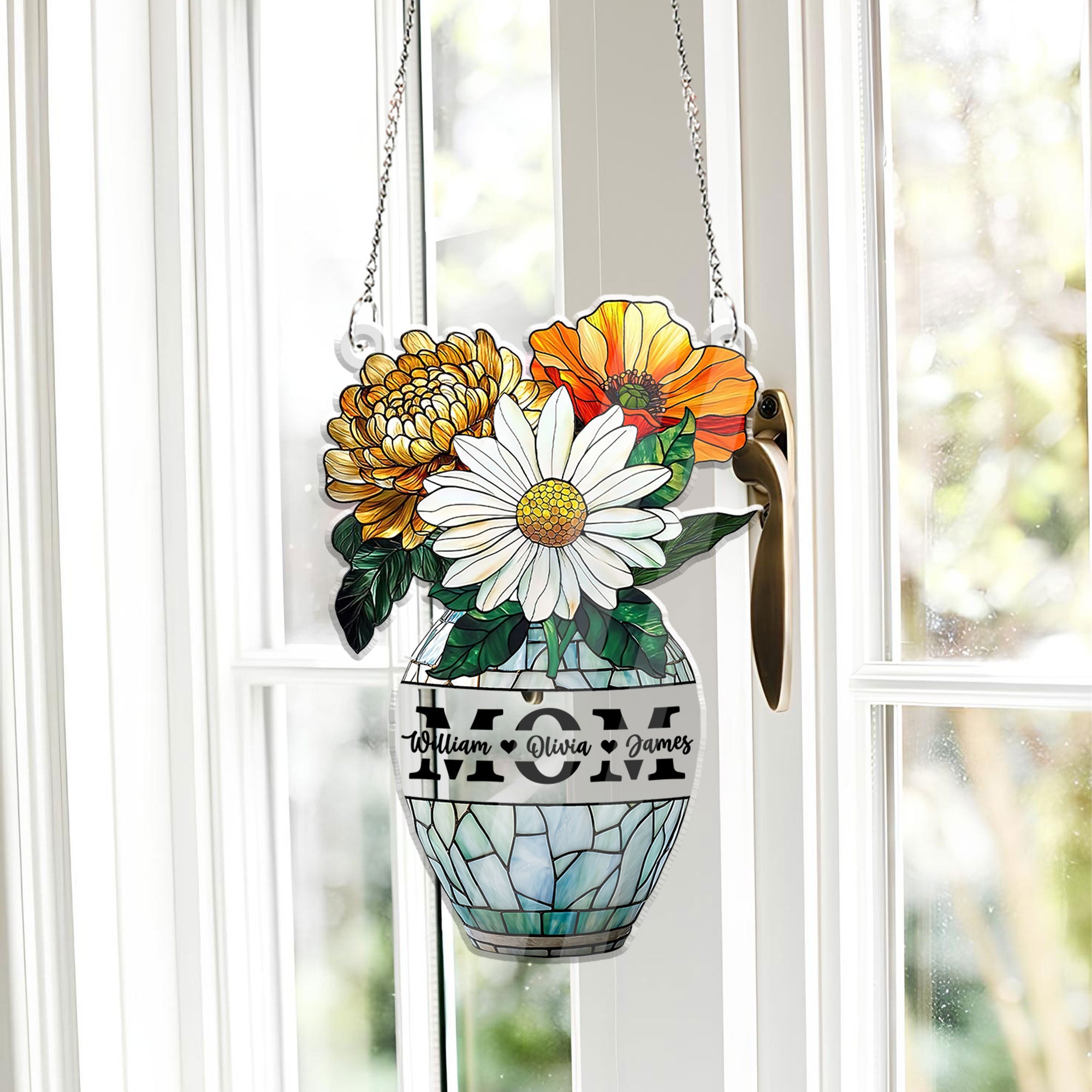 Mom Flower - Personalized Suncatcher Custom Shape Decor