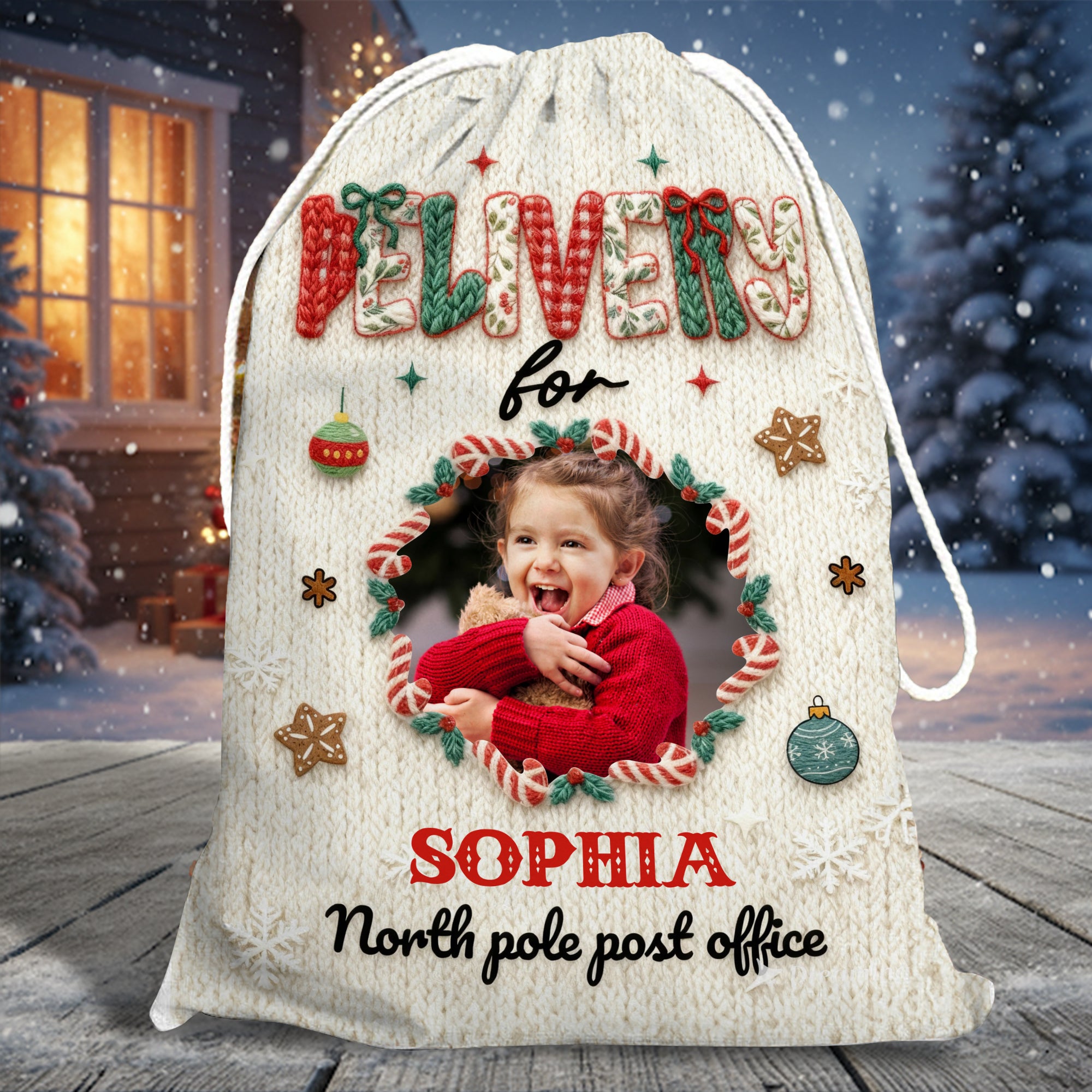 Delivery for Kids - Custom Photo Christmas Bag - Christmas Sack Gift for Kids