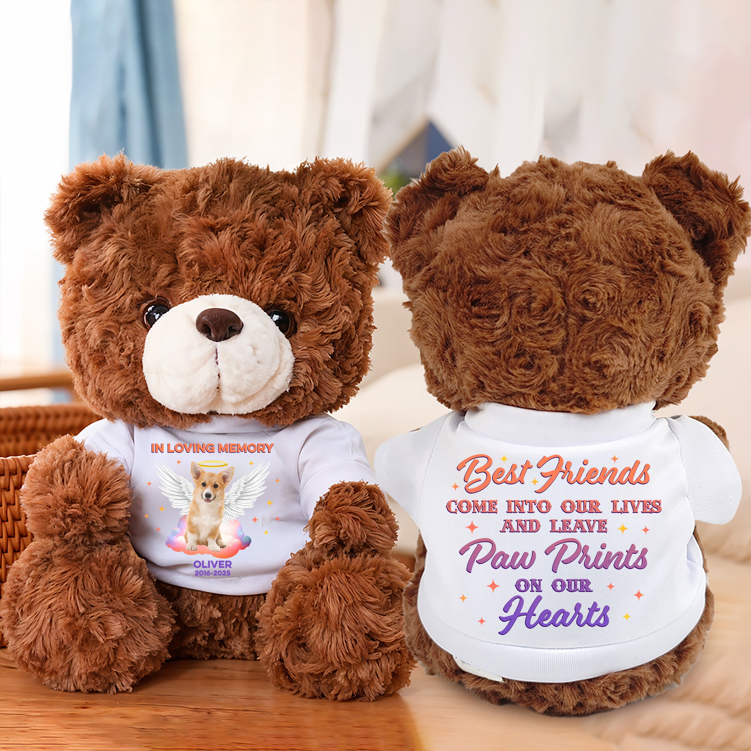 In Loving Memory - Personalized Pet Memorial Bear Plush - Pet Memorial Gift