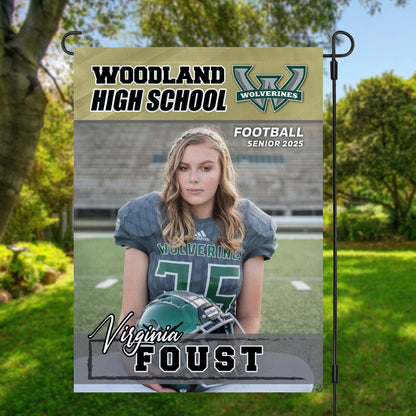 Custom Photo Flag Congrats Football Senior 2025 Graduation Garden Flag, Graduation Decorations
