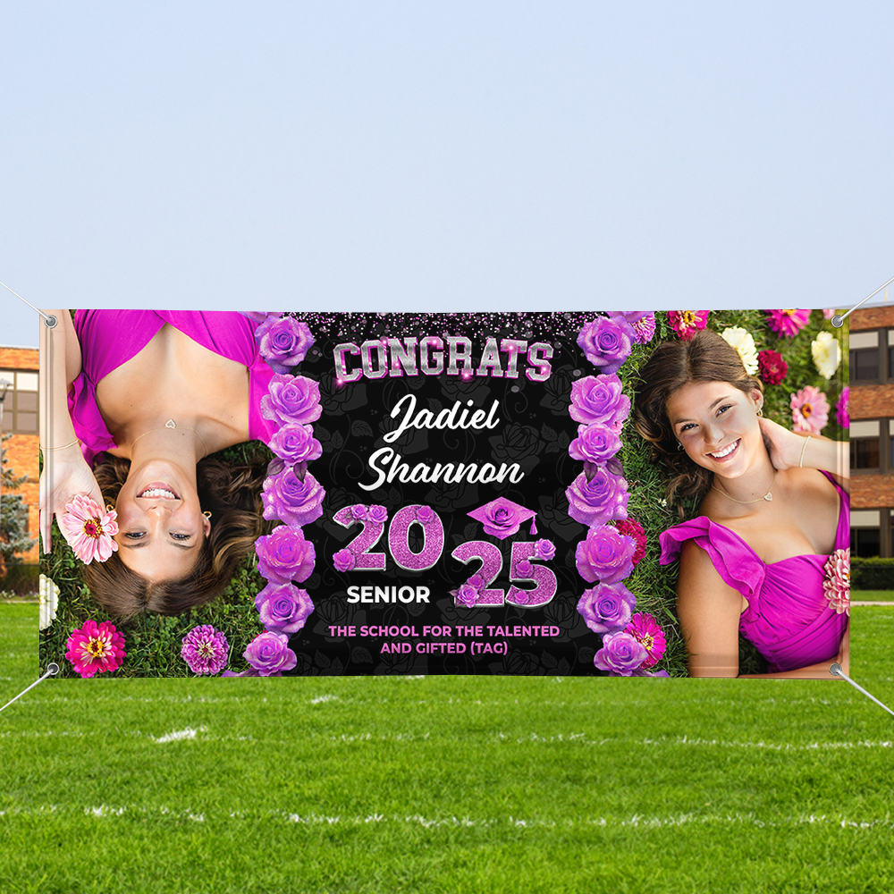 Congrats Graduate Class Of 2025 Custom Name & School Name - Graduation Decor Gift