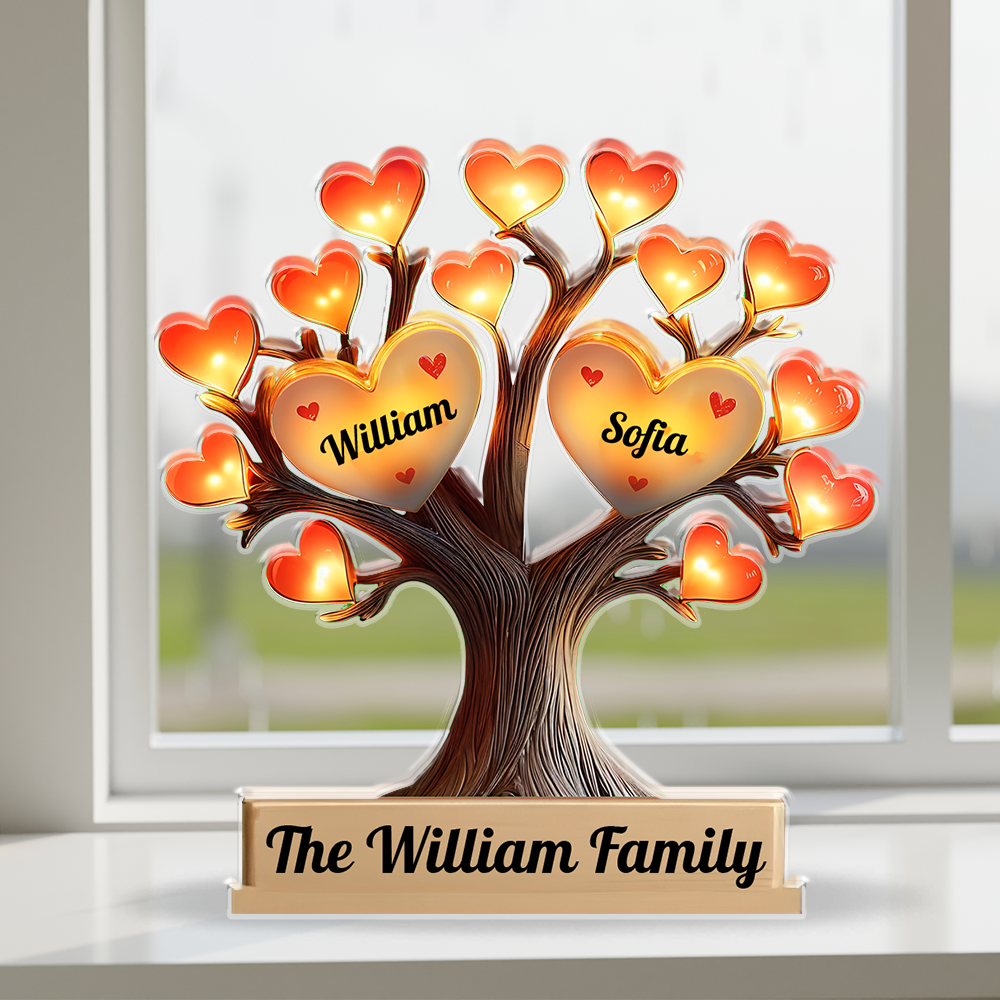 Family Tree - Personalized Family Name Gift - Custom Shape Acrylic Block Plaque
