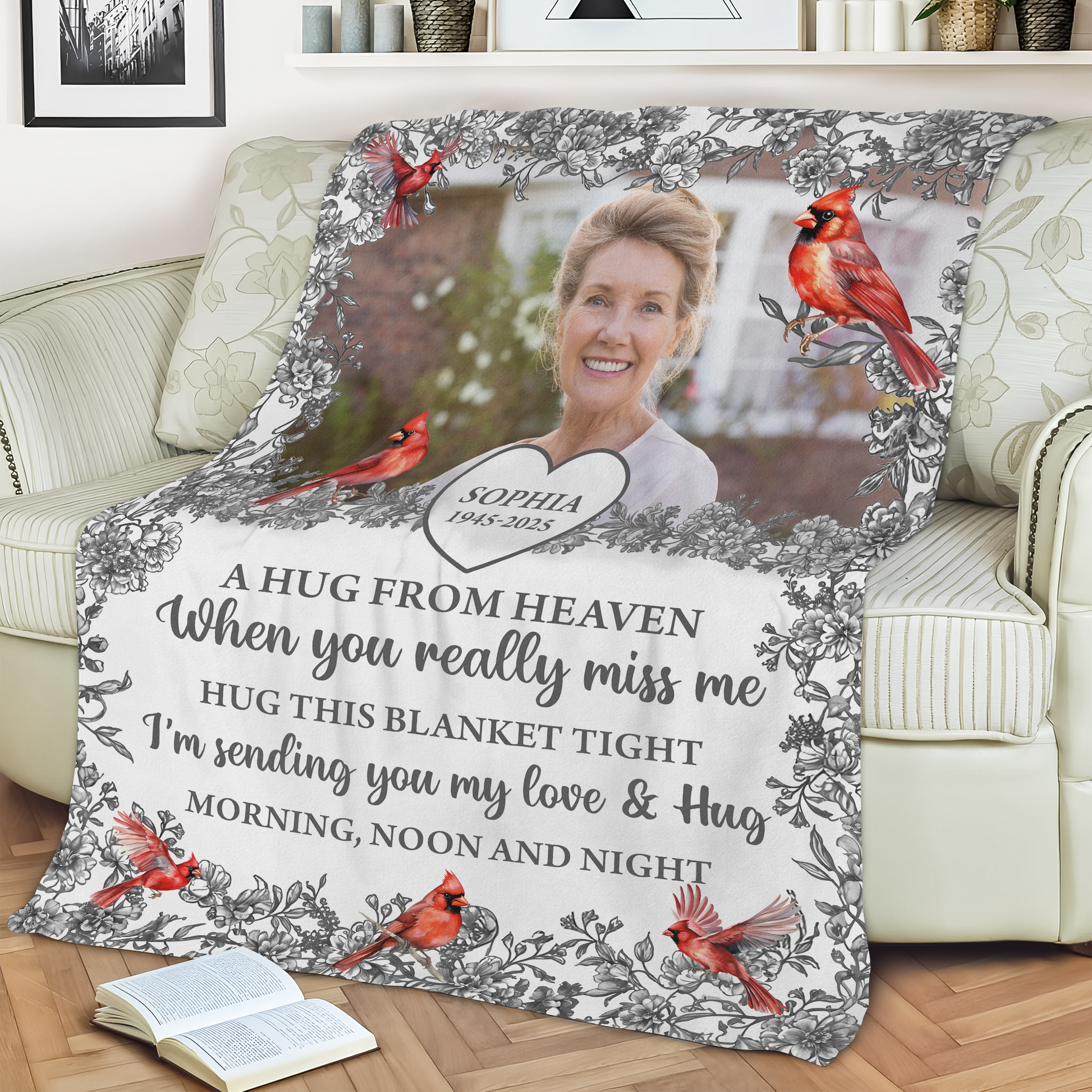 Custom Name and Photo Memorial Blanket - Sympathy Gift - Personalized Custom Memorial Blanket