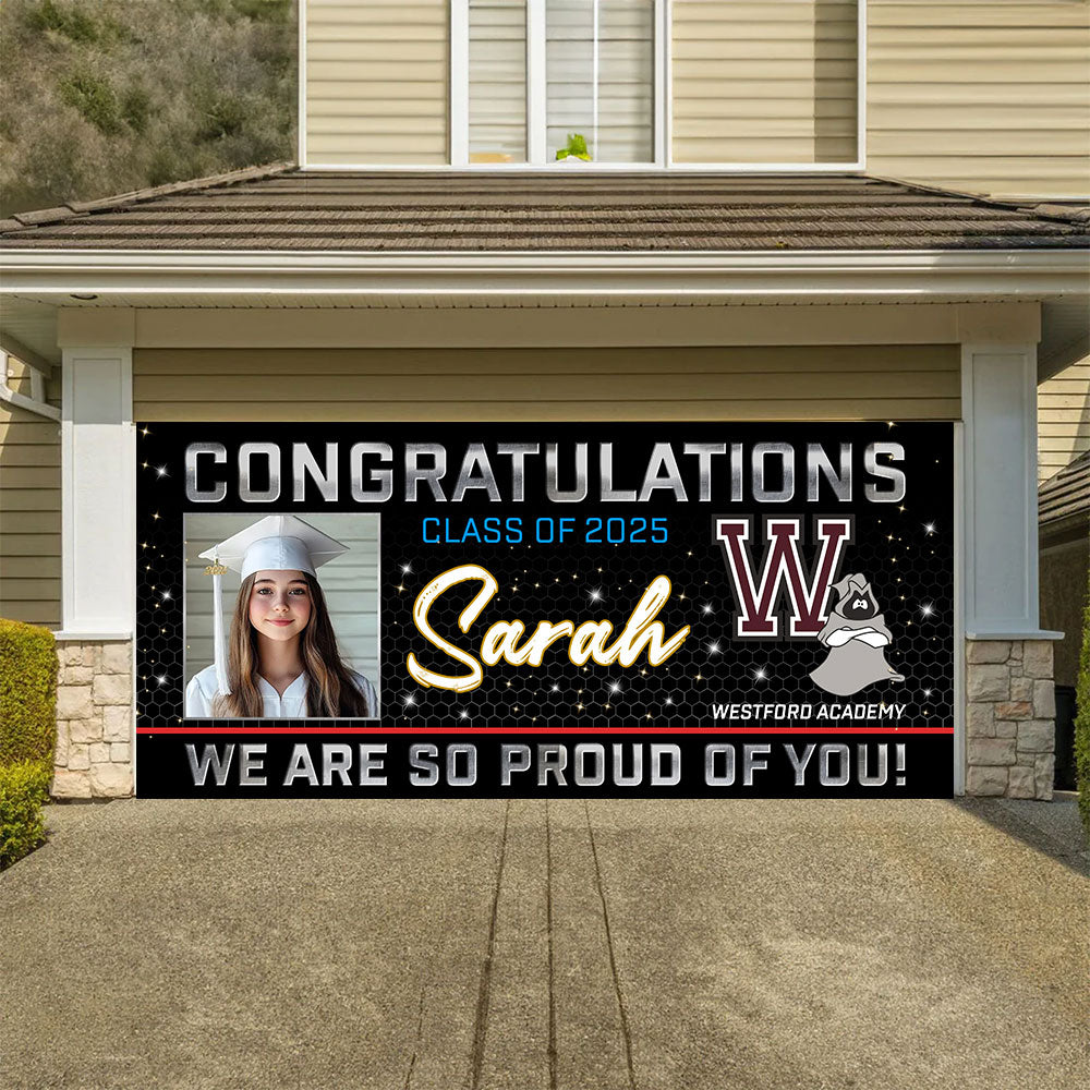Congratulations - Class Of 2025 - We Are So Proud Of You! Personalized Banner, Graduation Gift Decor