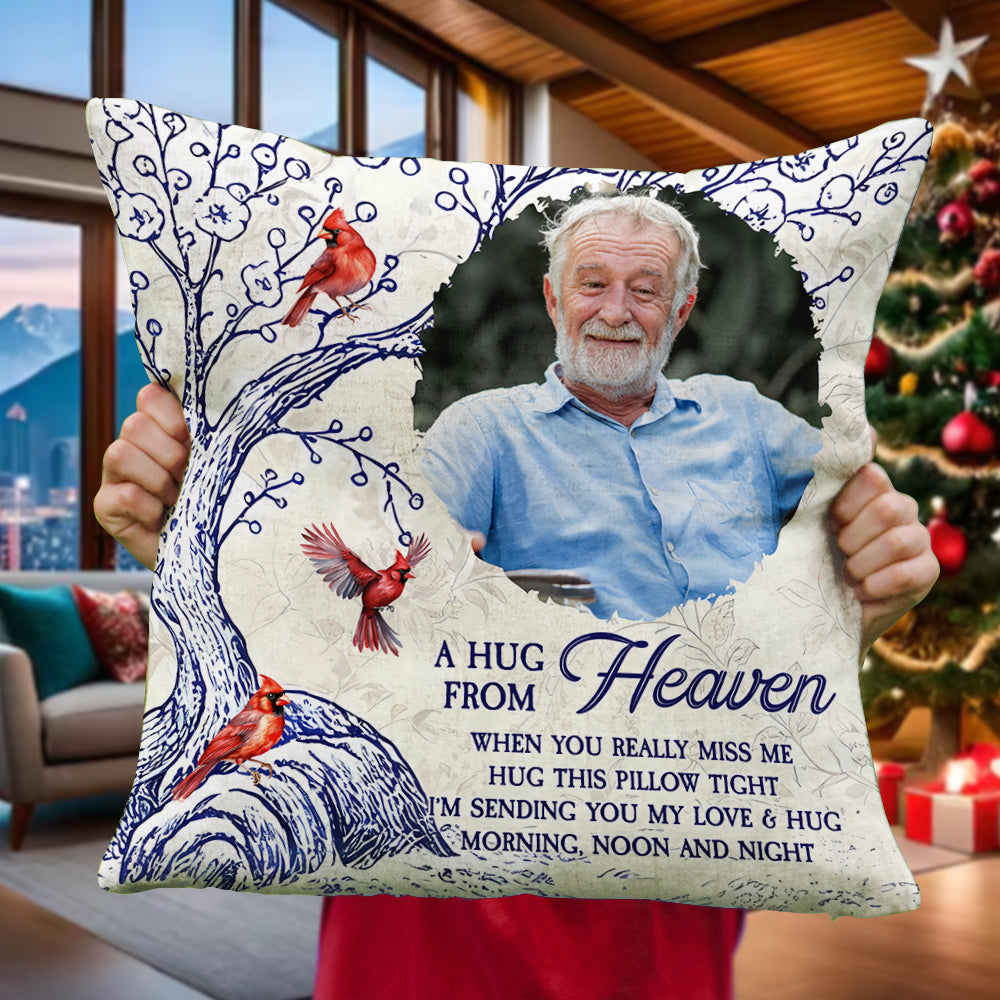 A Hug From Heaven Cardinal - Memorial Pillow - Sympathy Gift (Insert Included)