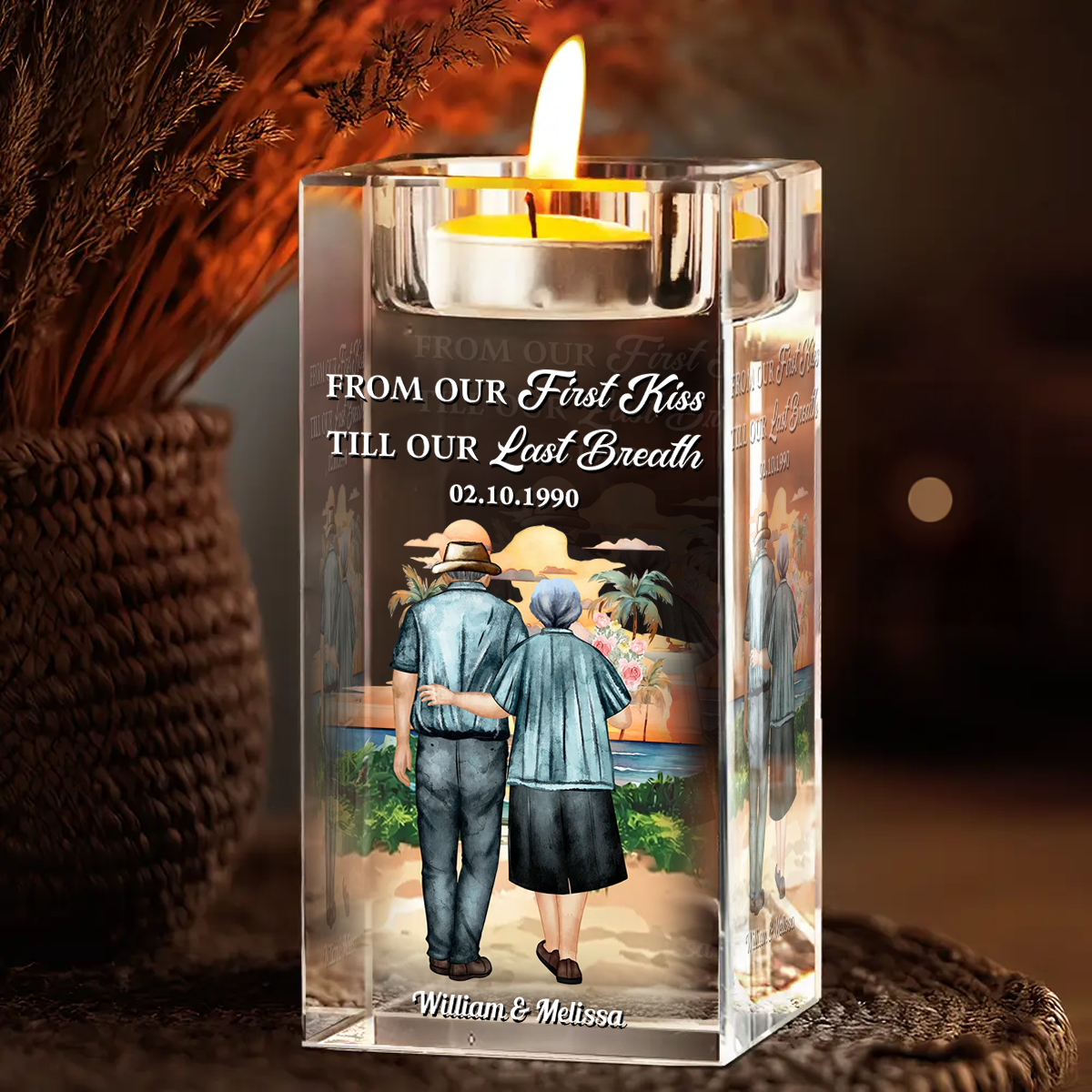 Til Our Last Breath - Personalized Crystal Candle Holder