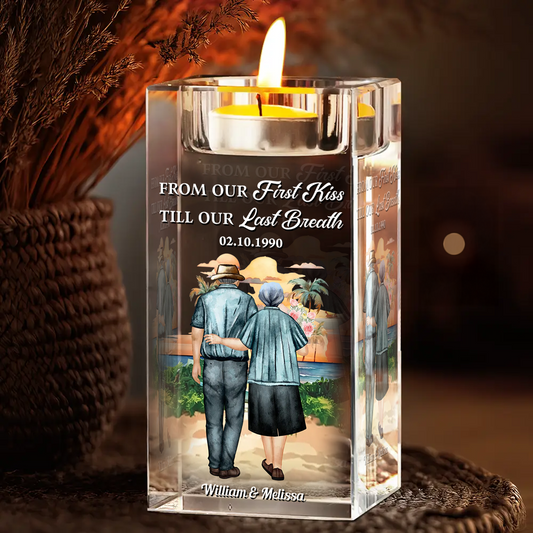 Til Our Last Breath - Personalized Crystal Candle Holder
