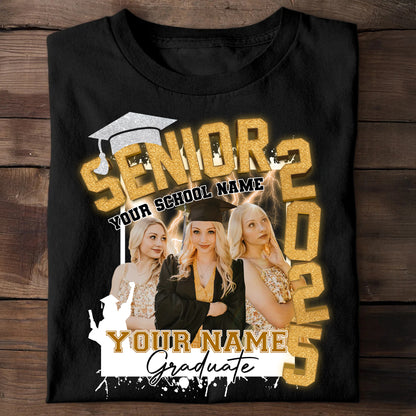 Senior 2025 Personalized Graduation Shirt Upload Photo T-shirt, Graduation Gift