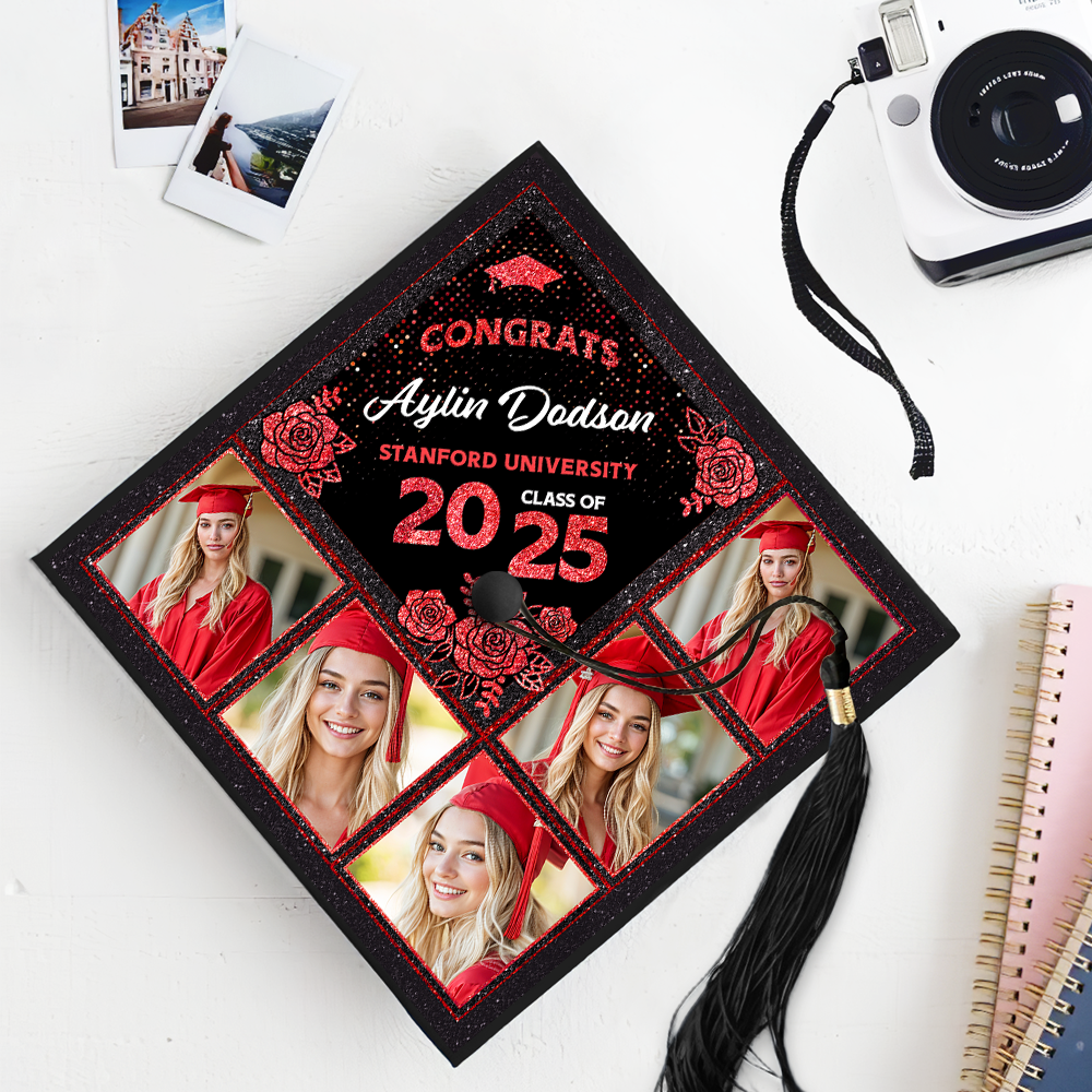 Personalized Class of 2025 Photo Graduation Cap Topper – Custom Grad Cap Decoration, Unique Graduation Keepsake