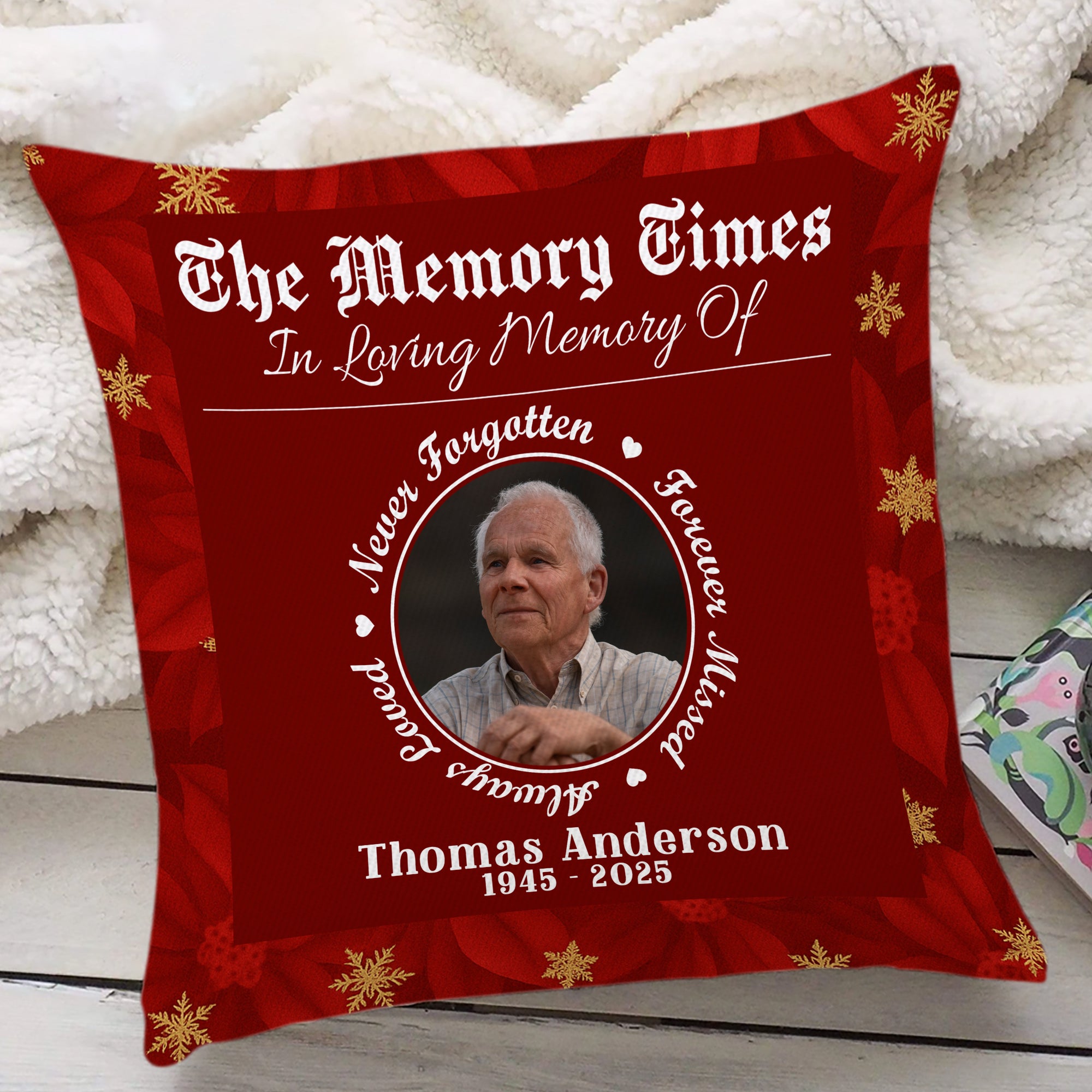 The Memory Times - Custom Name and Photo Memorial Gift - Personalized Pillow