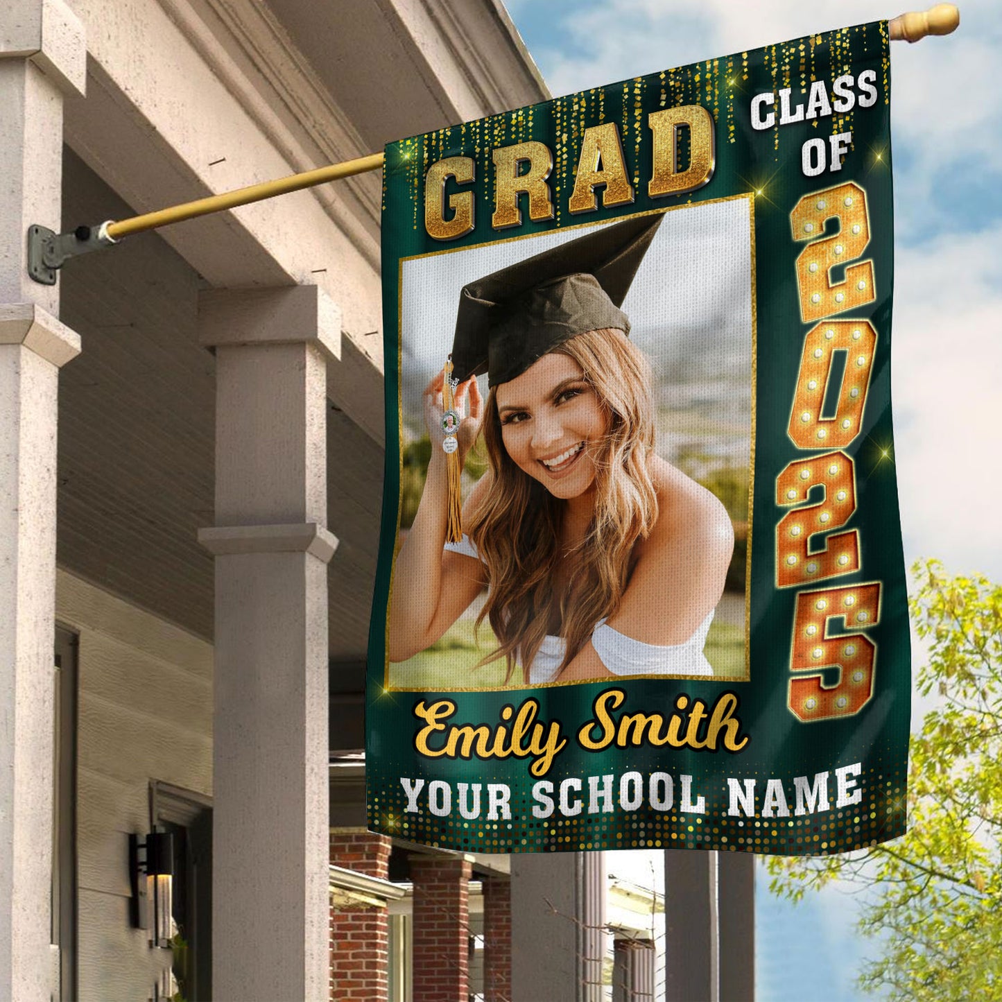 Custom Graduation Flag | Congrats Class Of 2025 With Photo – Graduation Garden Flag & Party Decor