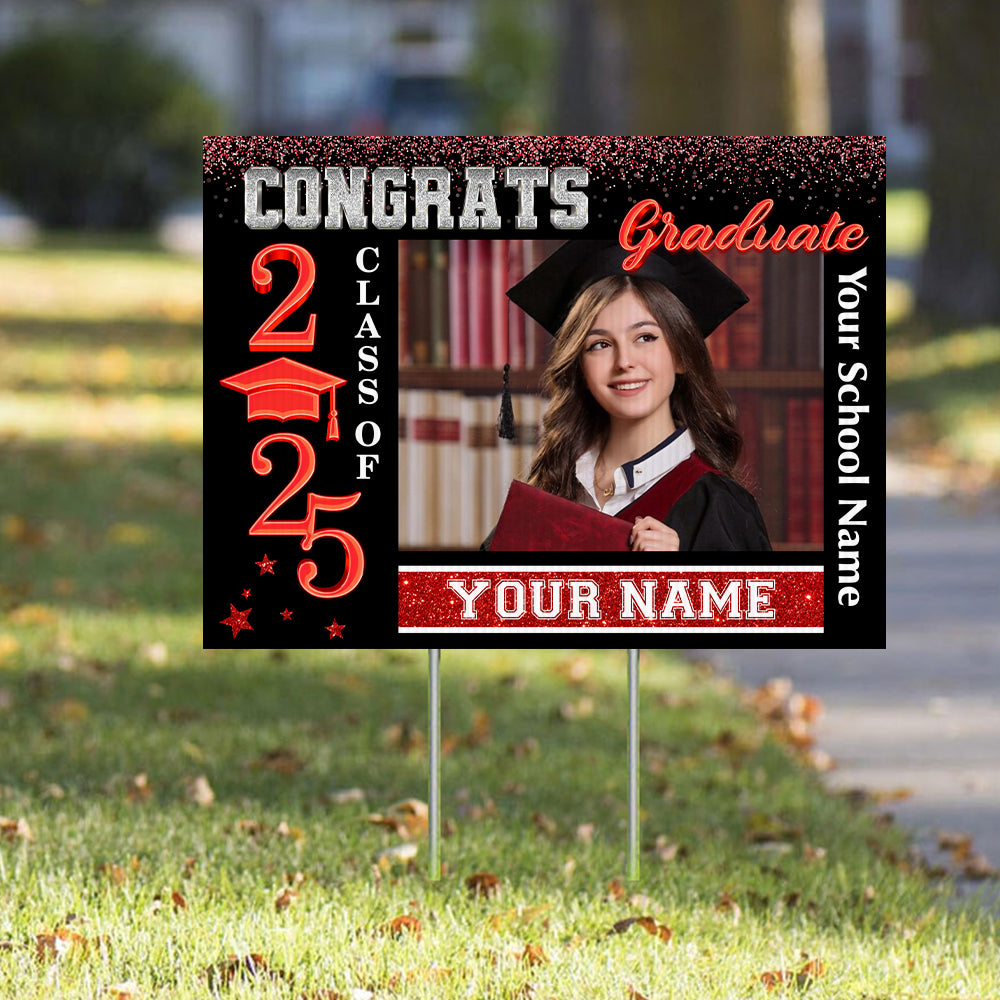 Congrats Class Of 2025 Lawn Sign, Personalized Congrats Graduation Senior 2025 Lawn Sign, Graduation Gift