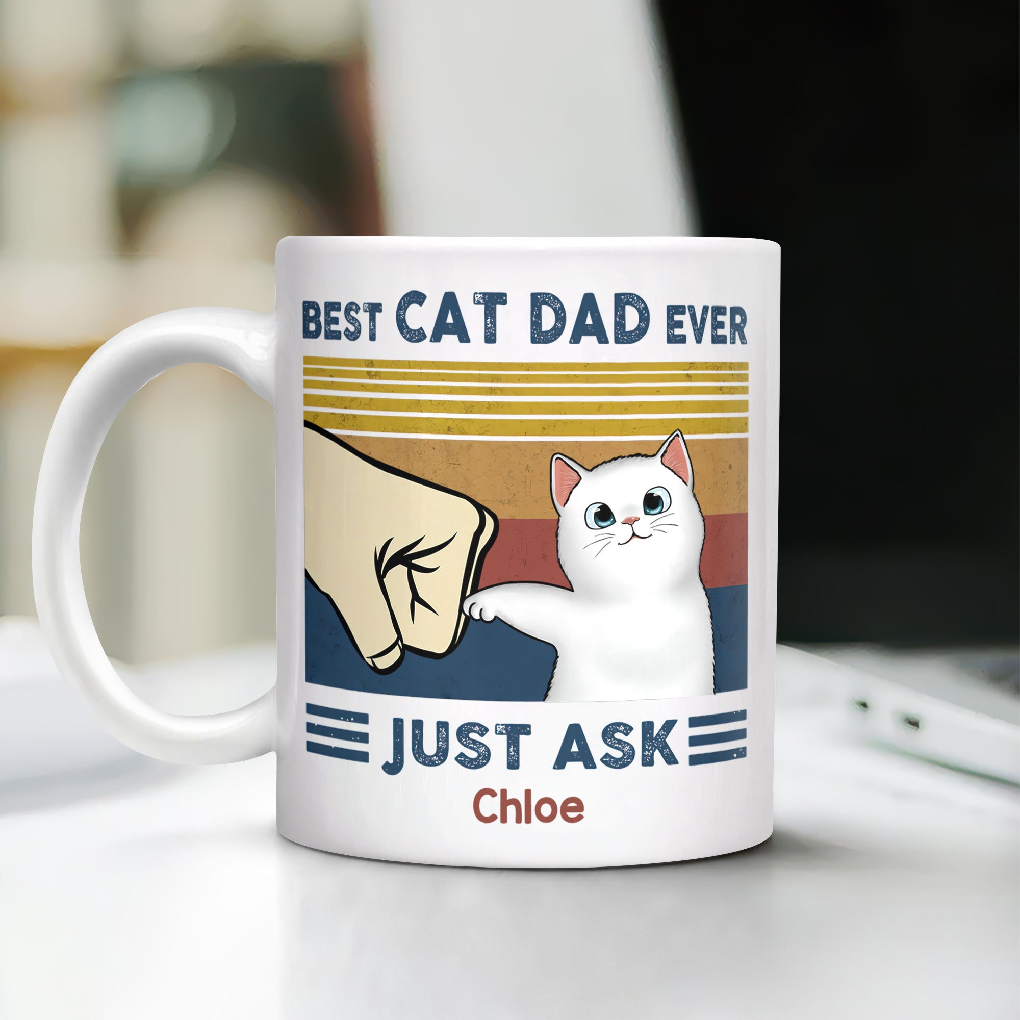 Gift For Cat Lover - Best Cat Dad Ever - Personalized Custom Mug