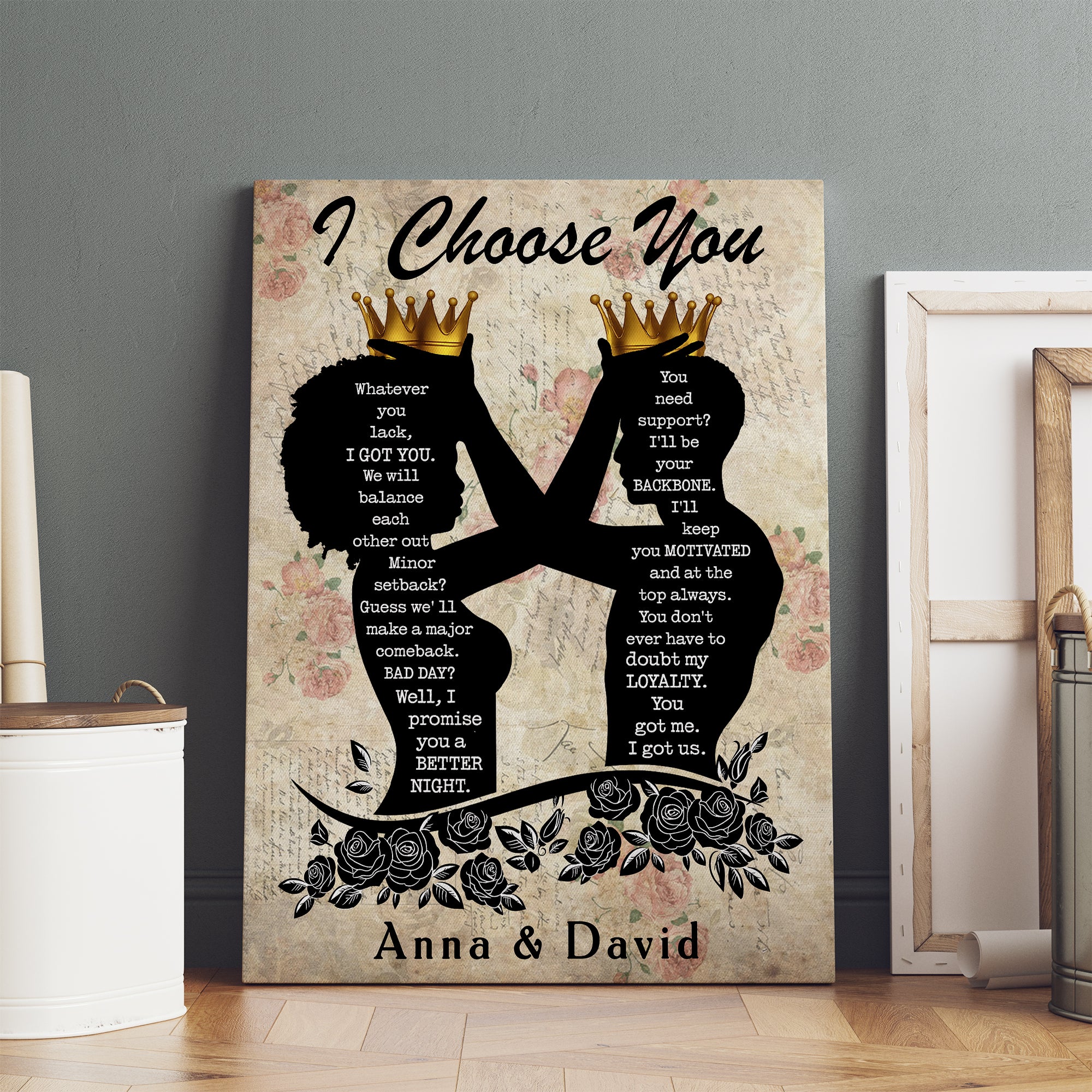 I Choose You - Custom Couple Name - Canvas Sign - Anniversary Gift