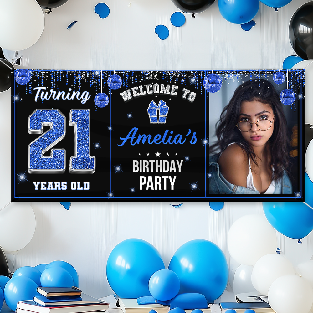 Personalized Birthday Party Banner – Custom Name and Photo Birthday Party Sign