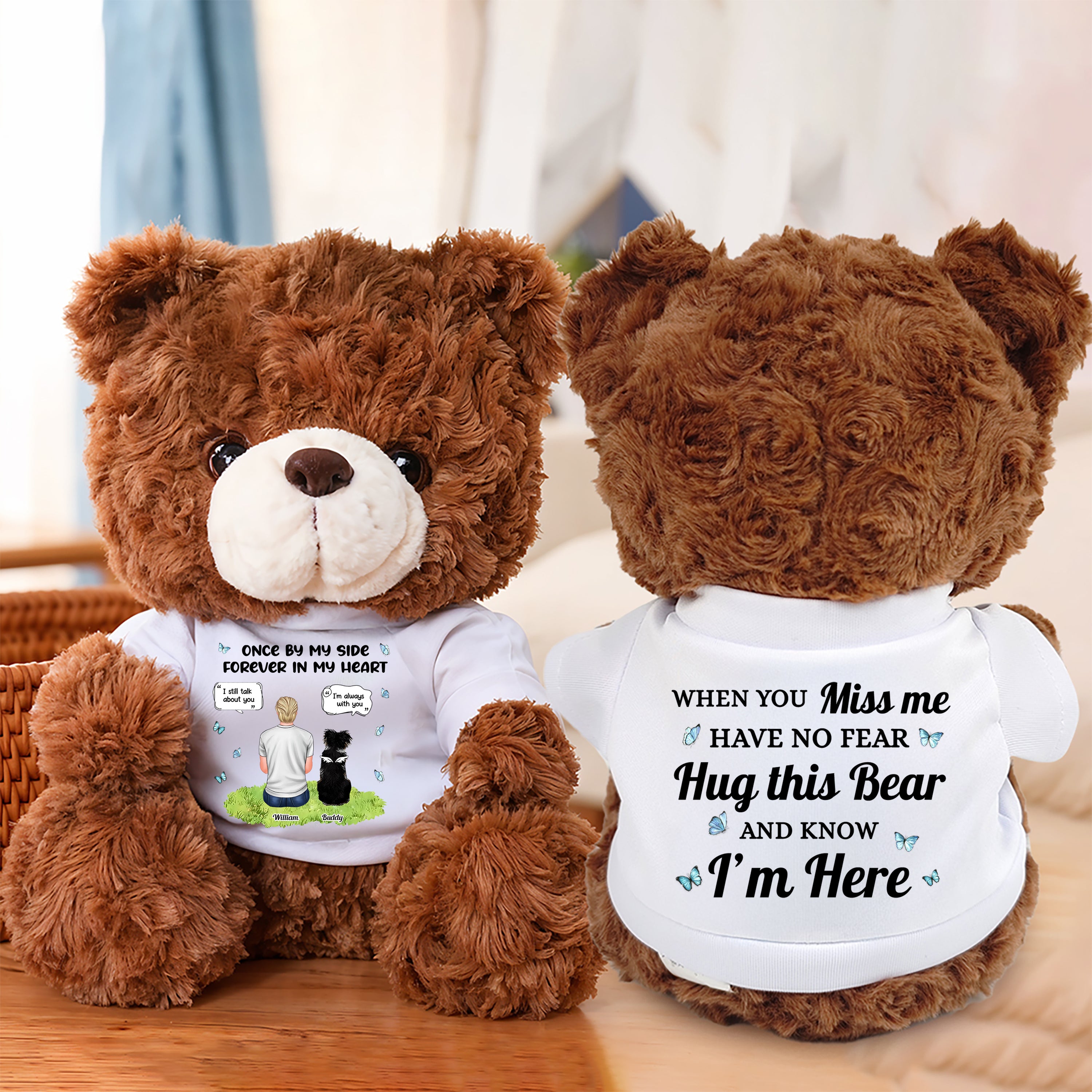 Personalized Memorial Bear Plush - Custom Name and Photo Teddy Bear - Memorial Teddy Bear