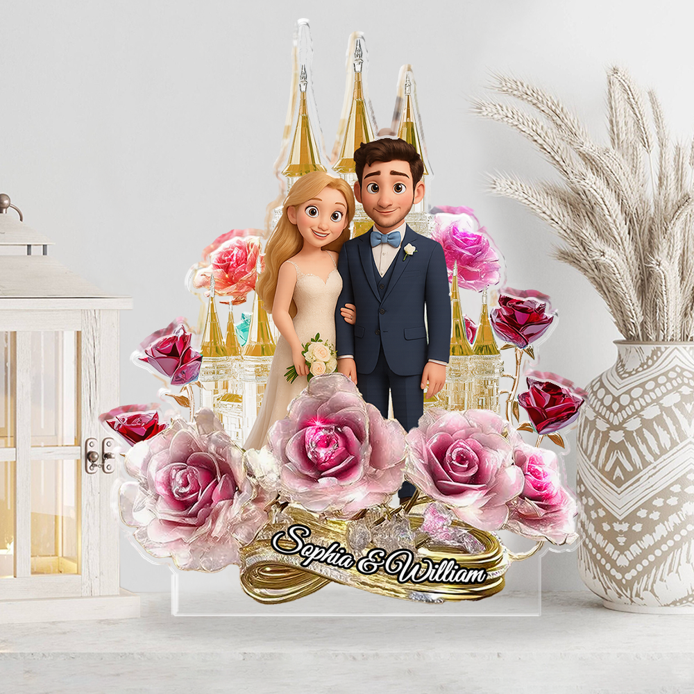 Couple Wedding - Custom Photo and Name Wedding Gift  - Custom Shape Acrylic Block Plaque