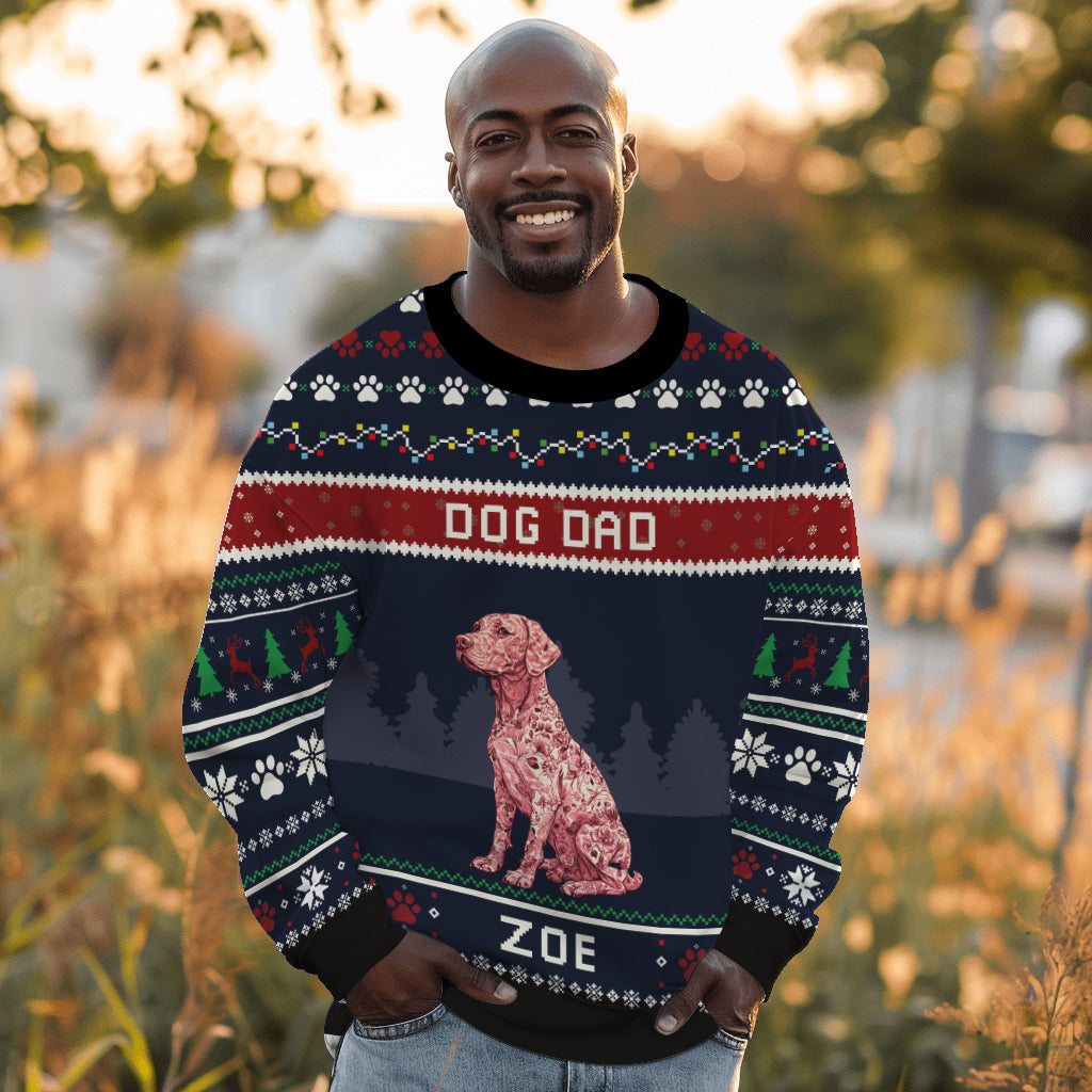 Custom Dog Dad Unisex Ugly Christmas Sweatshirt - All-Over-Print Sweatshirt