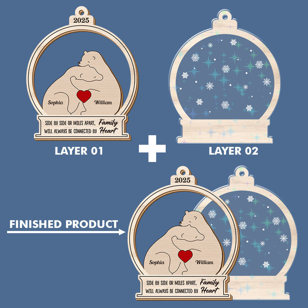 Personalized Bear Family Name Ornament - Custom Shape Hologram Ornament