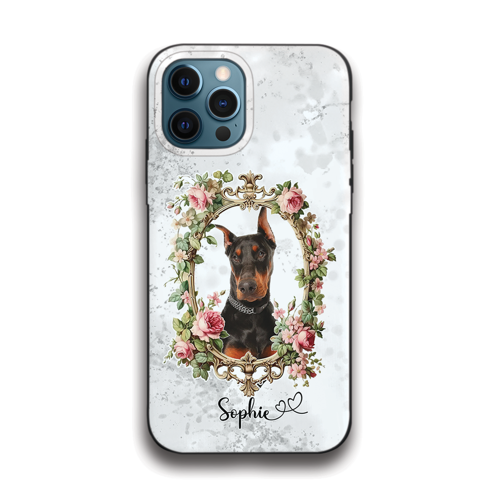 Custom Name and Photo - Personalized Black Silicone Phone Case - Stylish Cute Gift for Pet Lovers