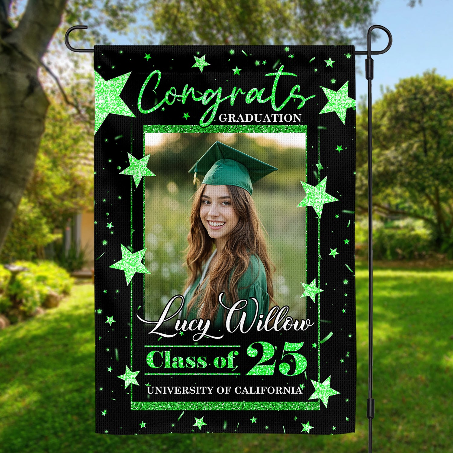 Congrats Graduation - Class Of 2025 With Photo – Graduation Garden Flag & Party Decor