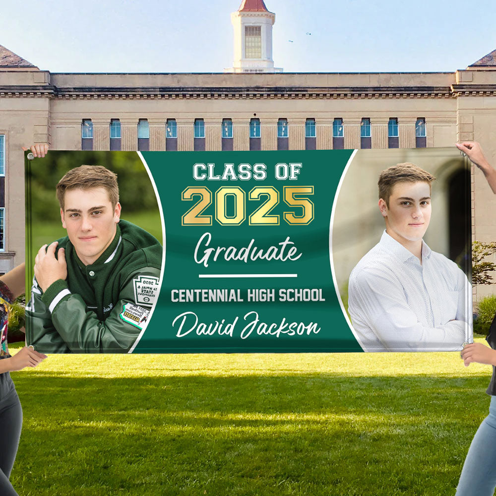 Class Of 2025 Personalized Photo Graduation Banner - Graduation Decor Gift