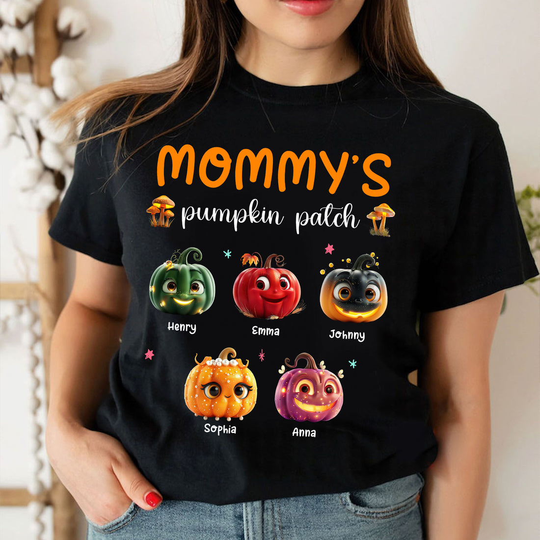 Grandma Pumpkin Patch Shirt  - Personalized Shirt Custom T-shirt, Gift for Grandma