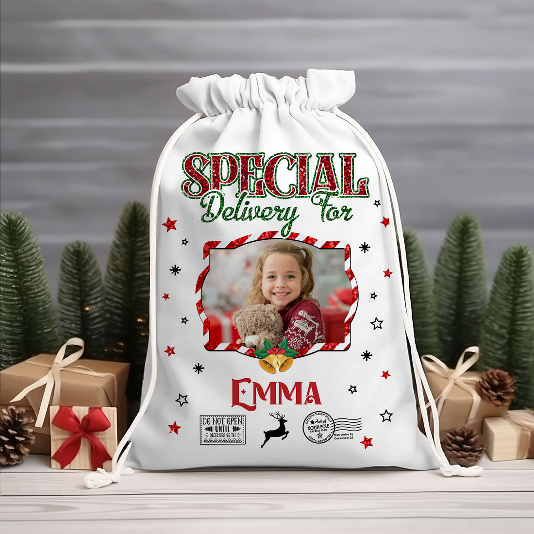Christmas Bag Custom Photo - Special Delivery For - Christmas Sack Gift for Kids