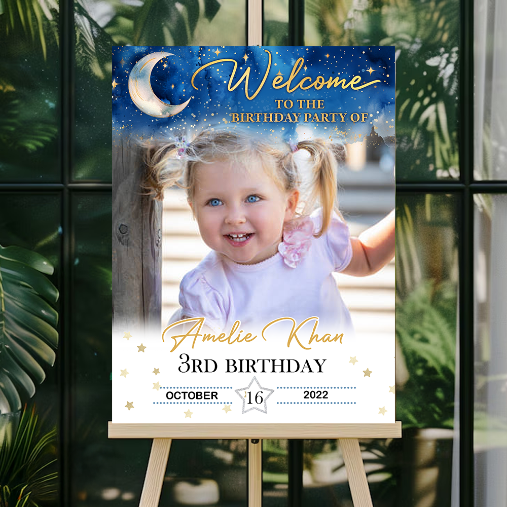 Baby Birthday Welcome Sign - Custom Name and Photo Birthday Law Sign