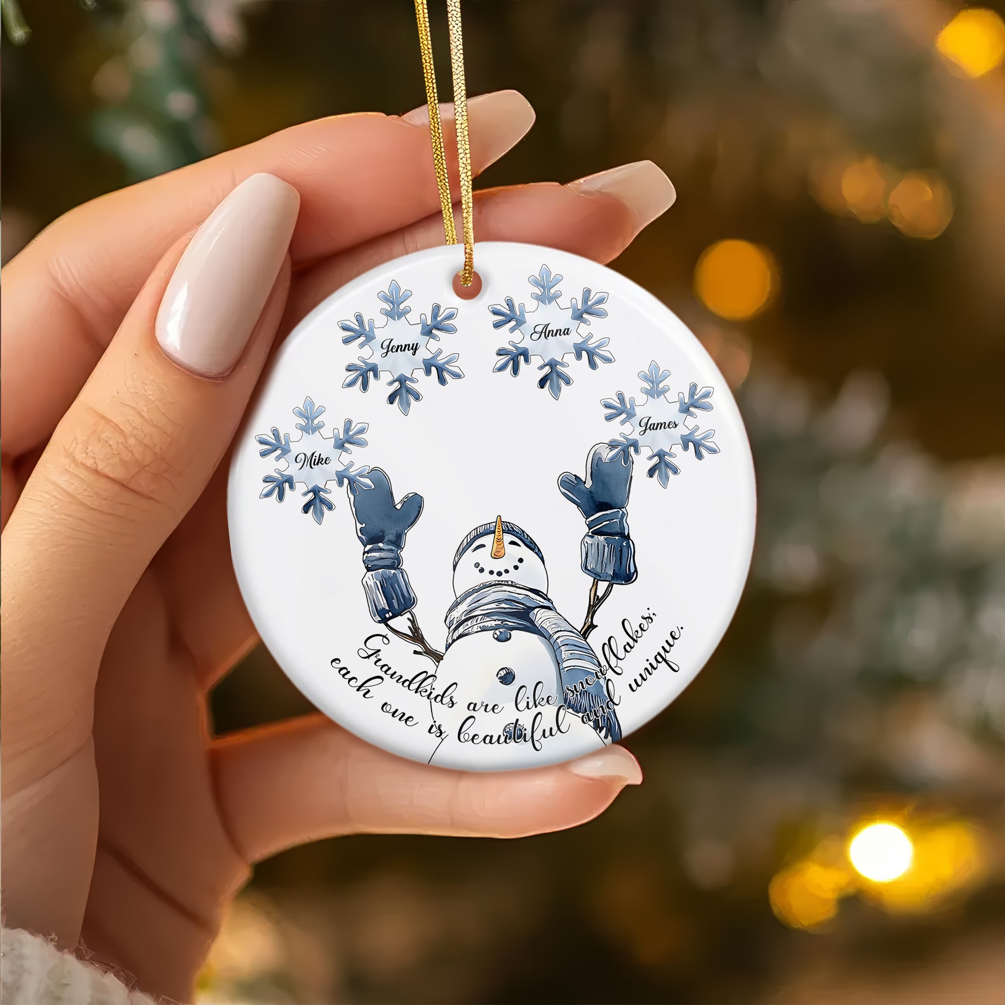 Snowman Name - Custom Name Ceramic Ornament - Home Decor