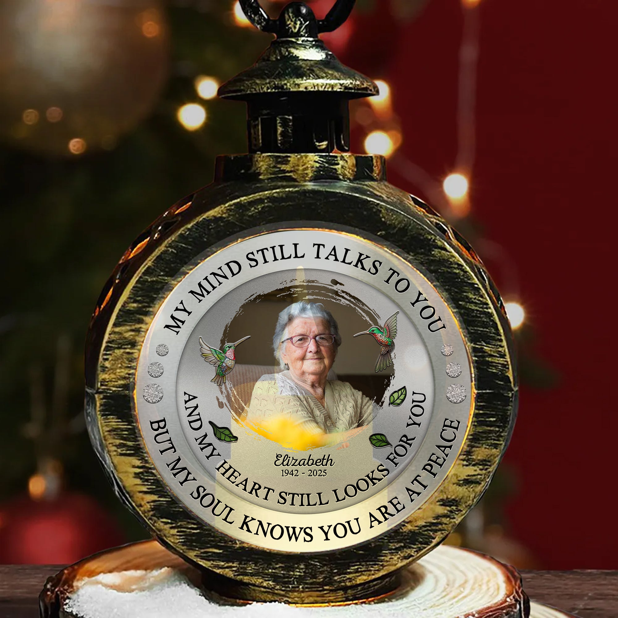 Custom Name and Photo - Memorial Gift - Personalized Candlelight Lantern Ornament