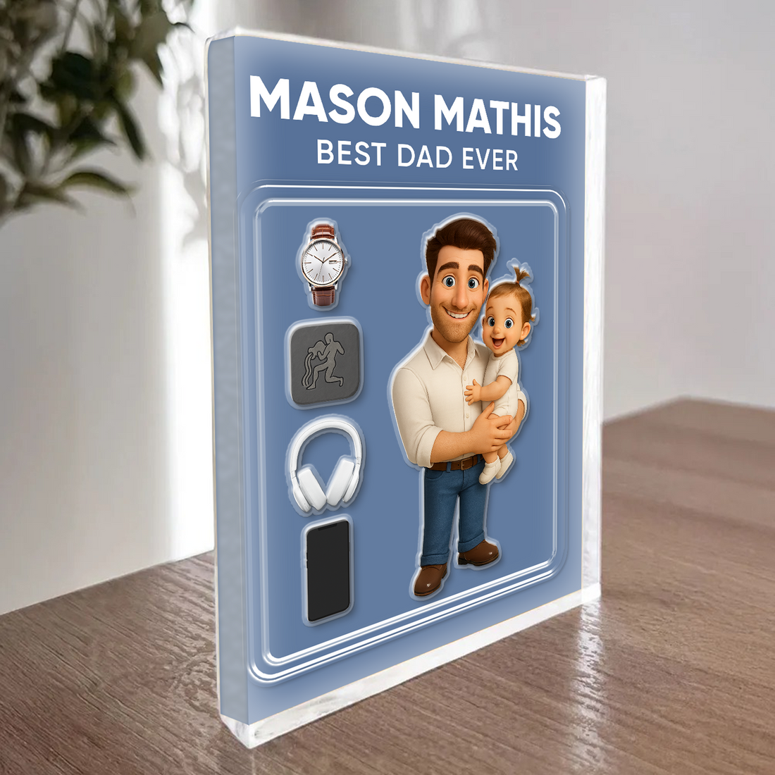 Best Dad Ever - Custom Photo Personalized Acrylic Block Plaque