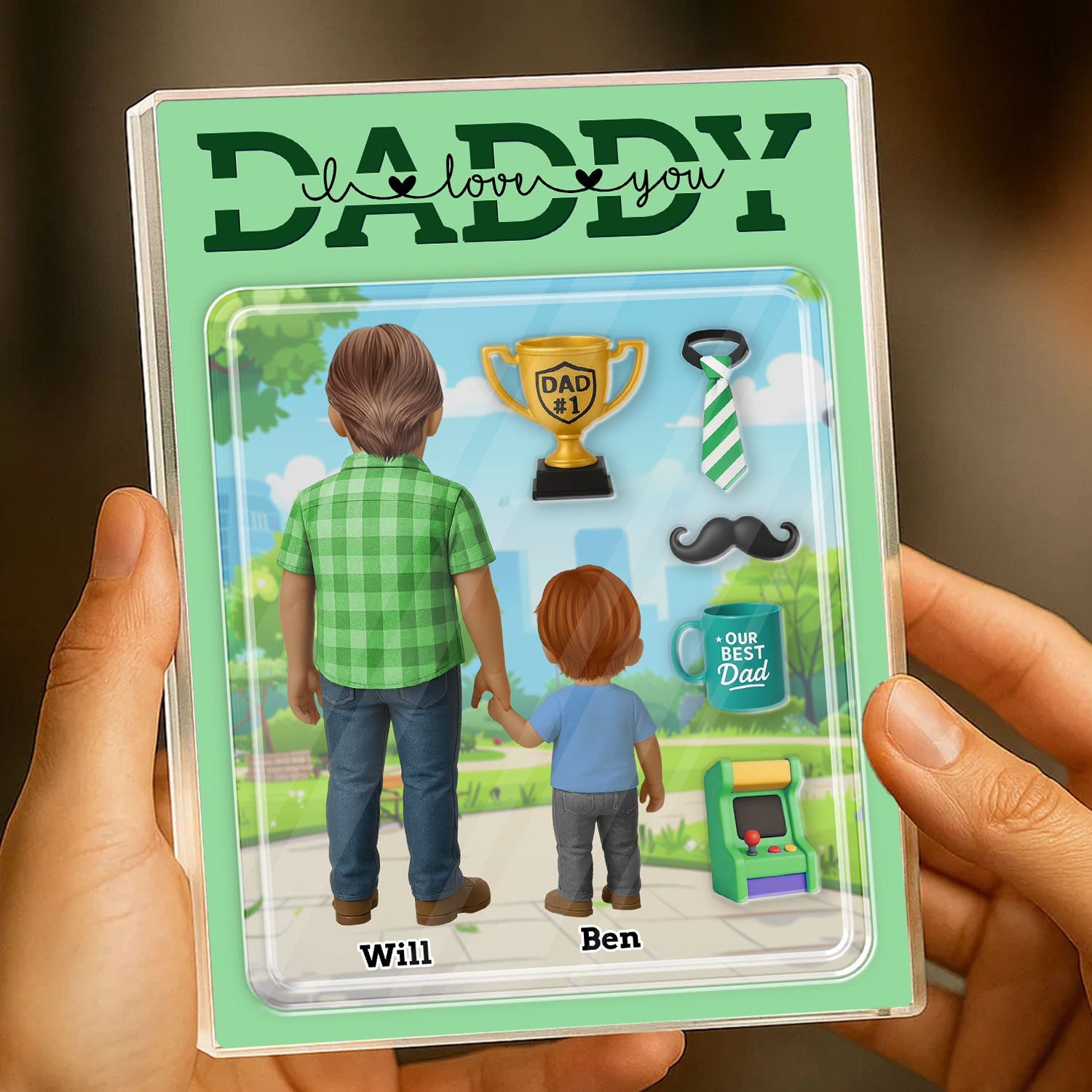 Daddy We Love You - Custom Figure Personalized Acrylic Block Plaque