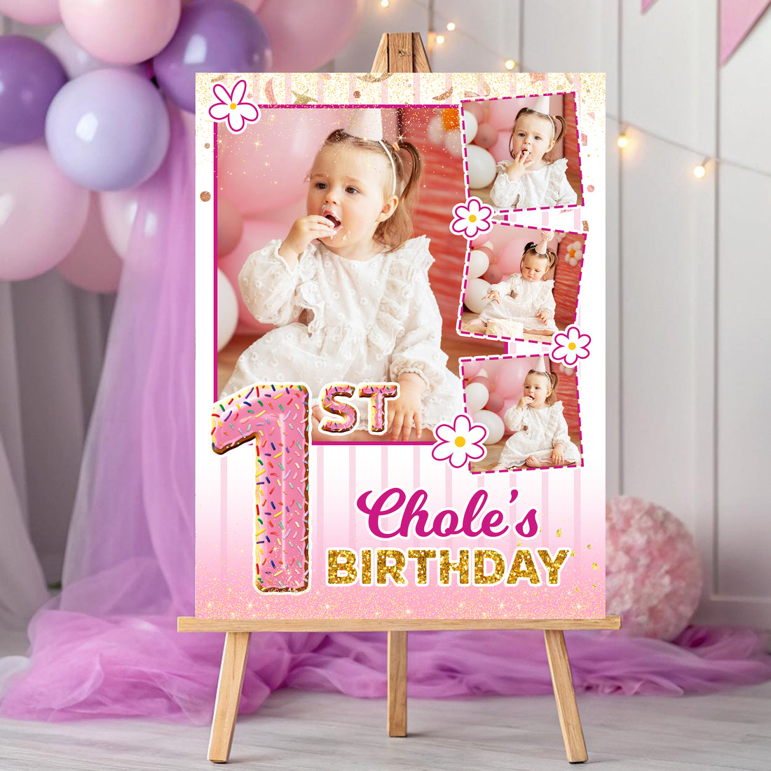 Birthday Welcome Party Sign With Photo - Custom Name & Photo Law Sign - Birthday Party Sign