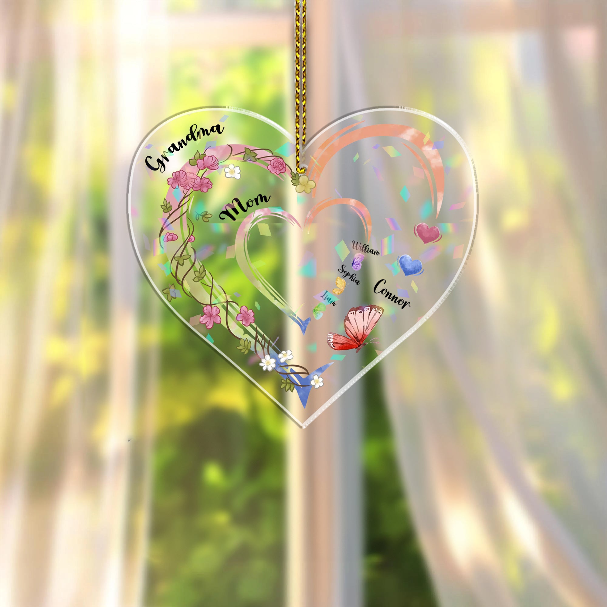 Family Love Grandma Mama - Custom Name Hologram Ornament - Family Decoration