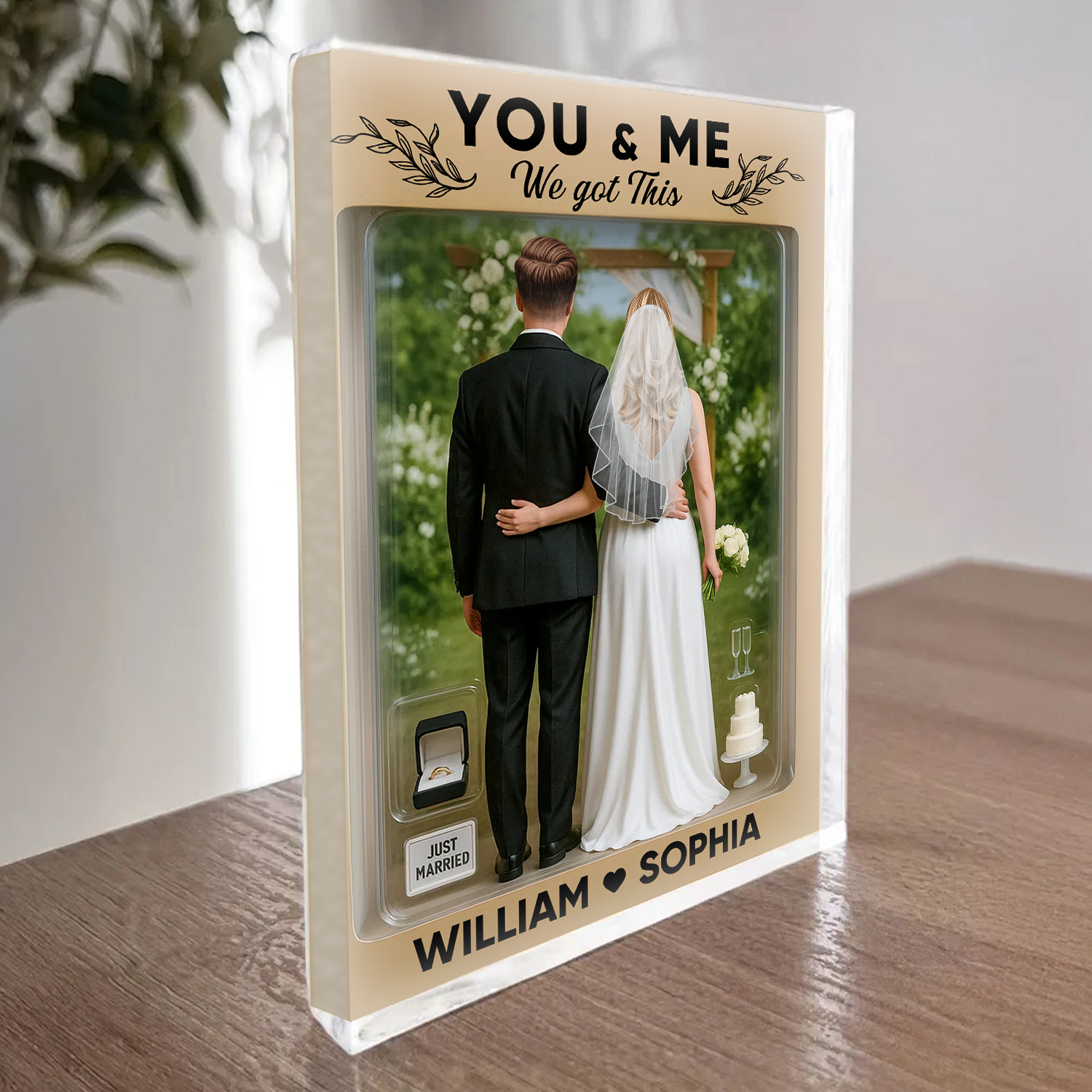 Wedding Couple - Custom Figure Personalized Acrylic Block Plaque