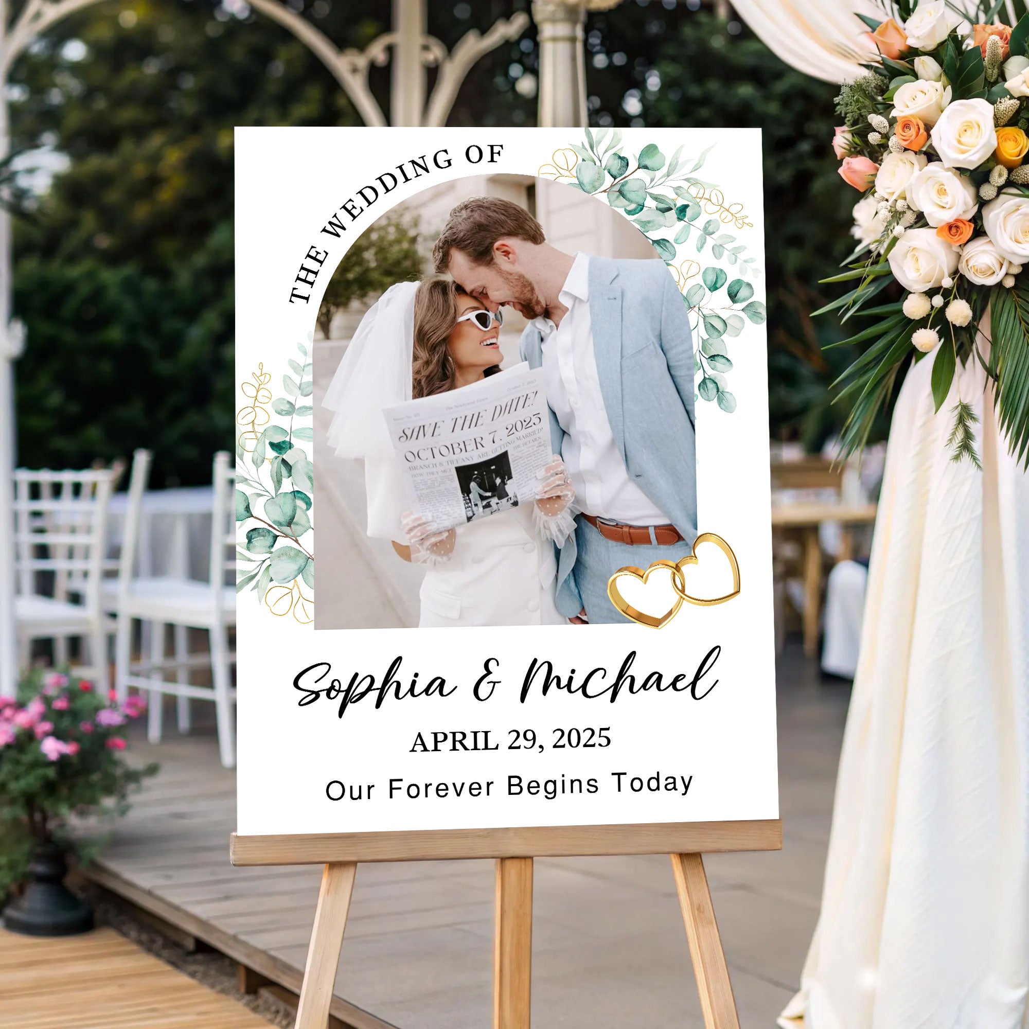 Wedding Welcome Sign - Custom Name & Photo Wedding Law Sign