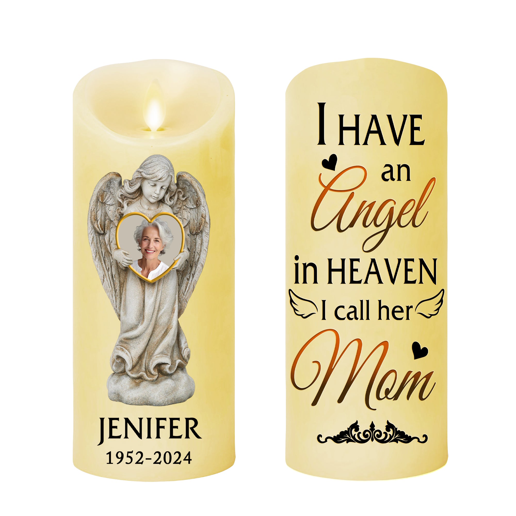 My Mom Angel In Heaven - Personalize LED Candle - Gift for Family