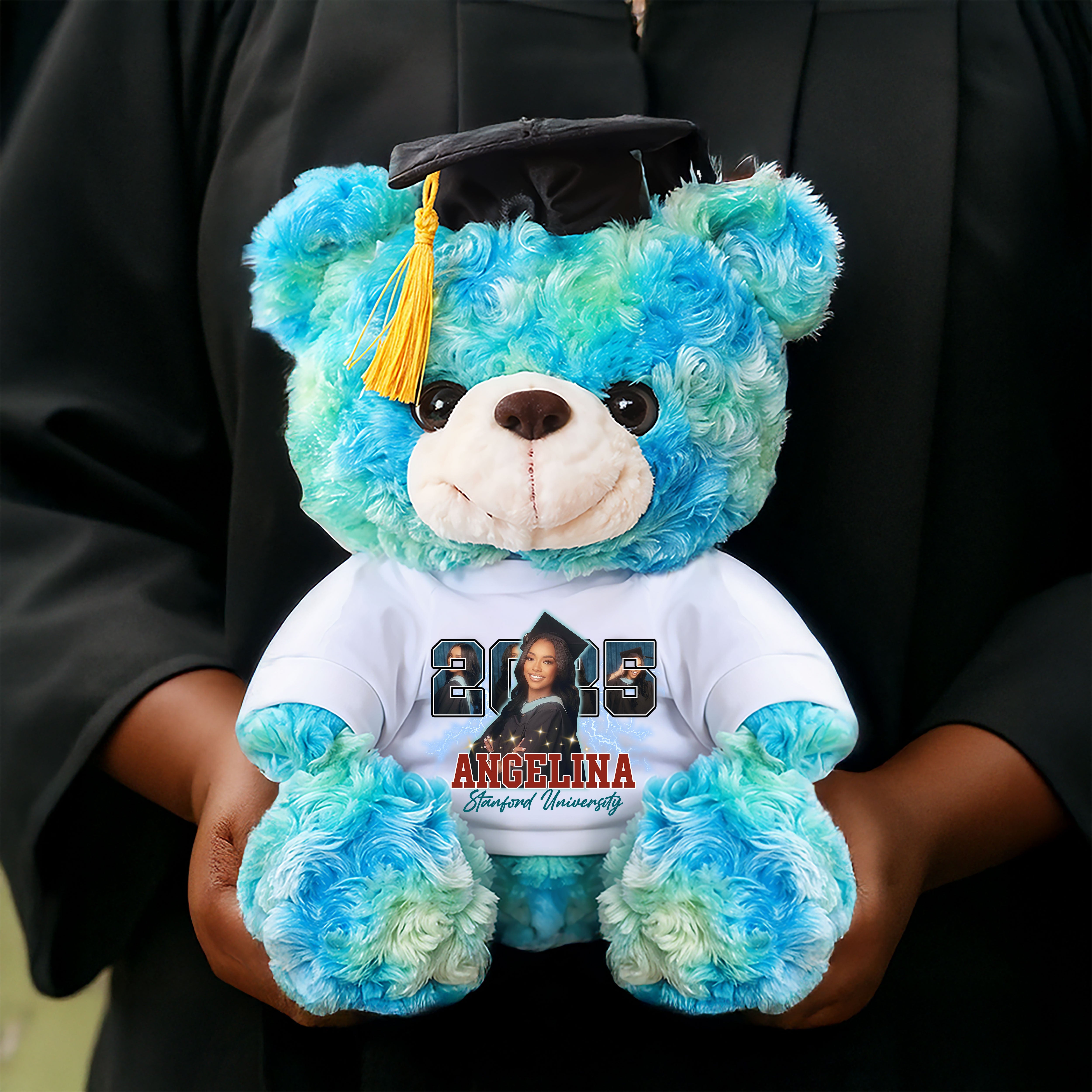 2025 Graduation Teddy Bear Plush - Custom Photo and Name  - Graduate Bear With Cap