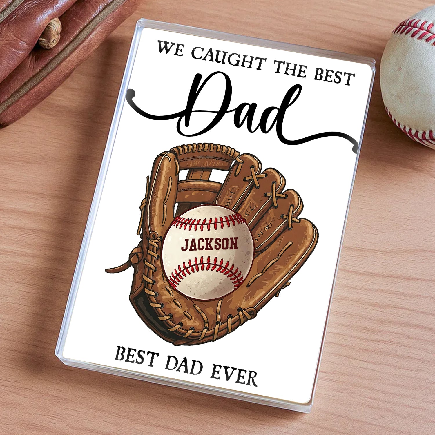Personalized Baseball Dad Name Gift - Custom Shape Acrylic Block Plaque