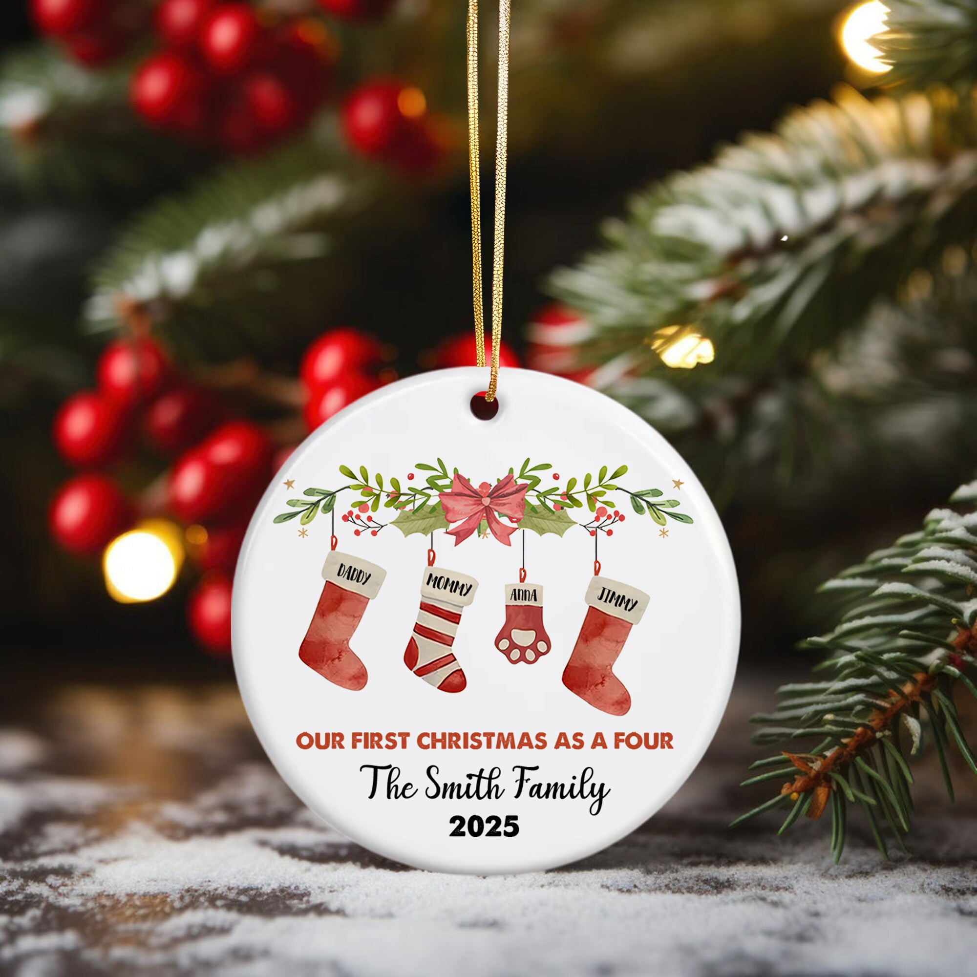 First Christmas As A Family   - Personalized Ceramic Ornament - Home Decor