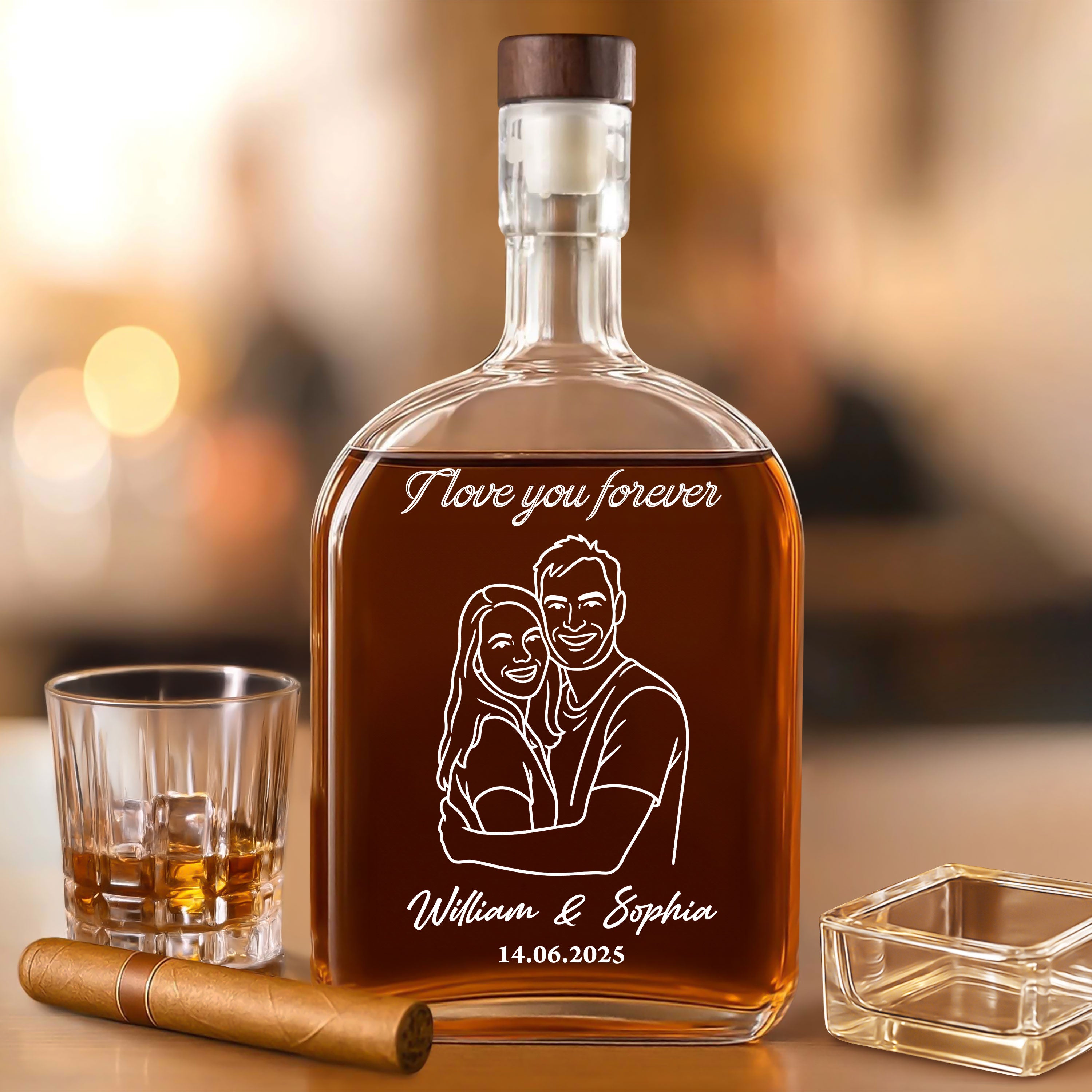 The Day We Meet - Custom Couple Name and Photo - Personalized Custom Whiskey Bottle