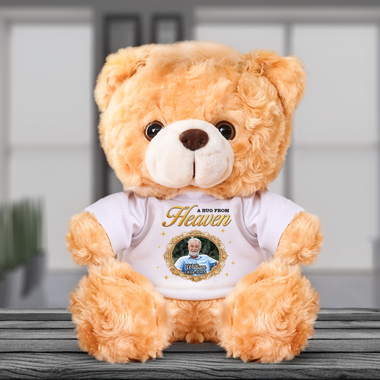 Memorial Teddy Bear - A Cuddle From Heaven - Custom Name and Photo Teddy Bear