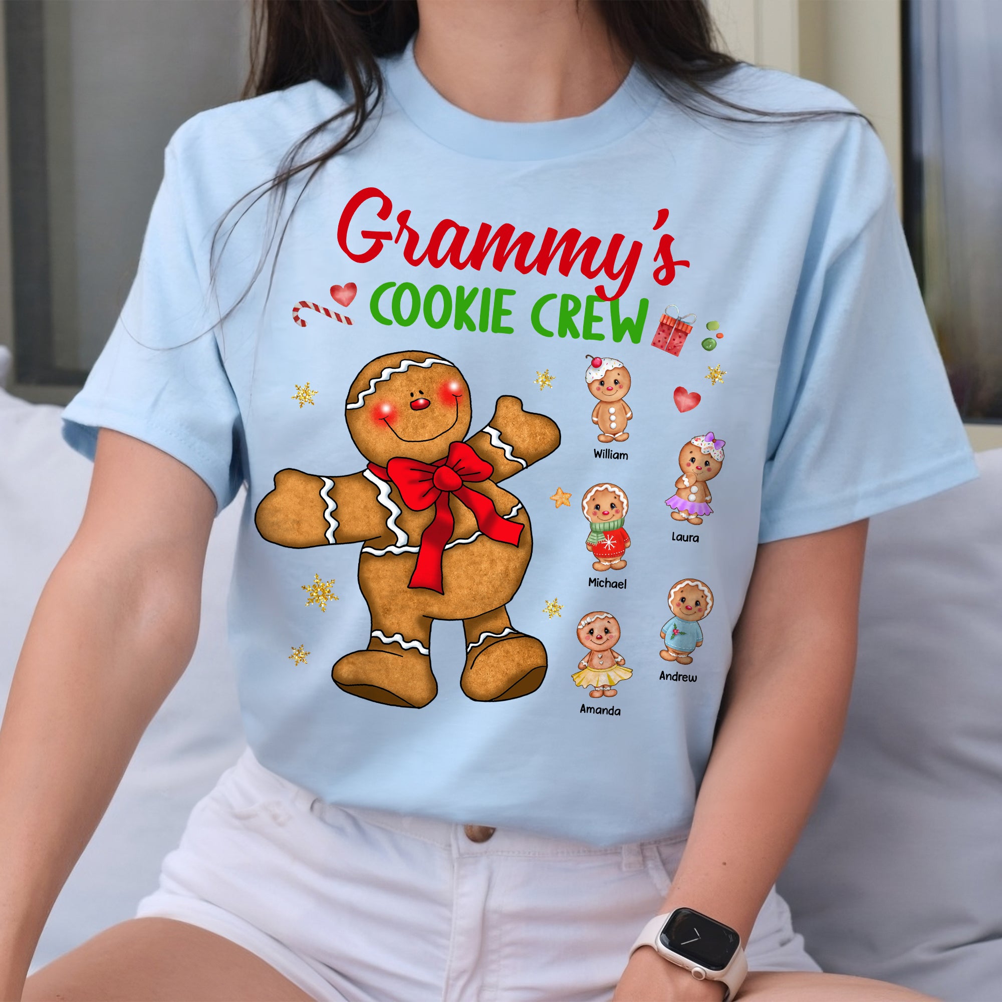 Personalized Gift For Grandma - Grandma's Cookie Crew - Custom Name Christmas Shirt